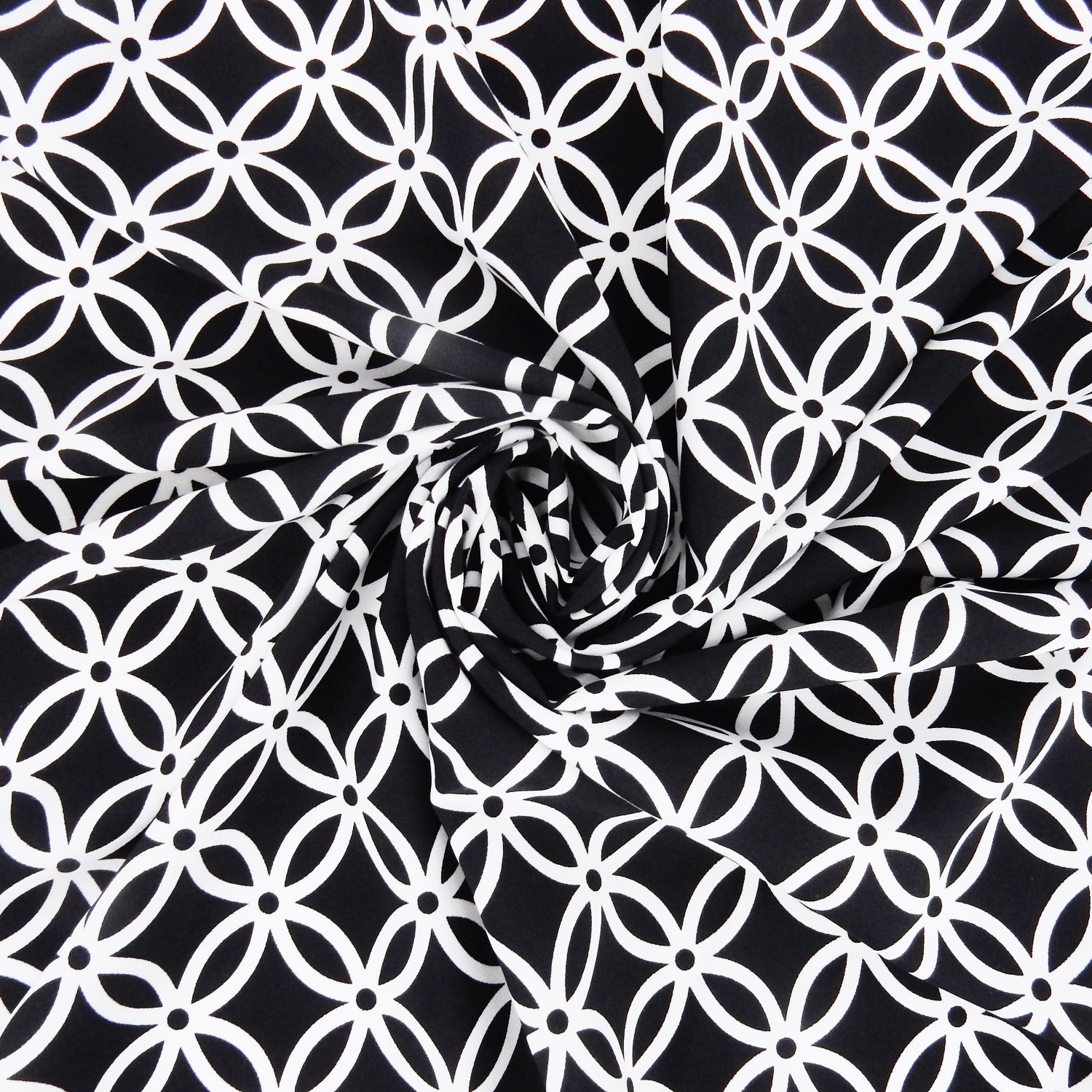 Black & White Geometric – Silky Smooth Stretch Dress Fabric CLF1-851