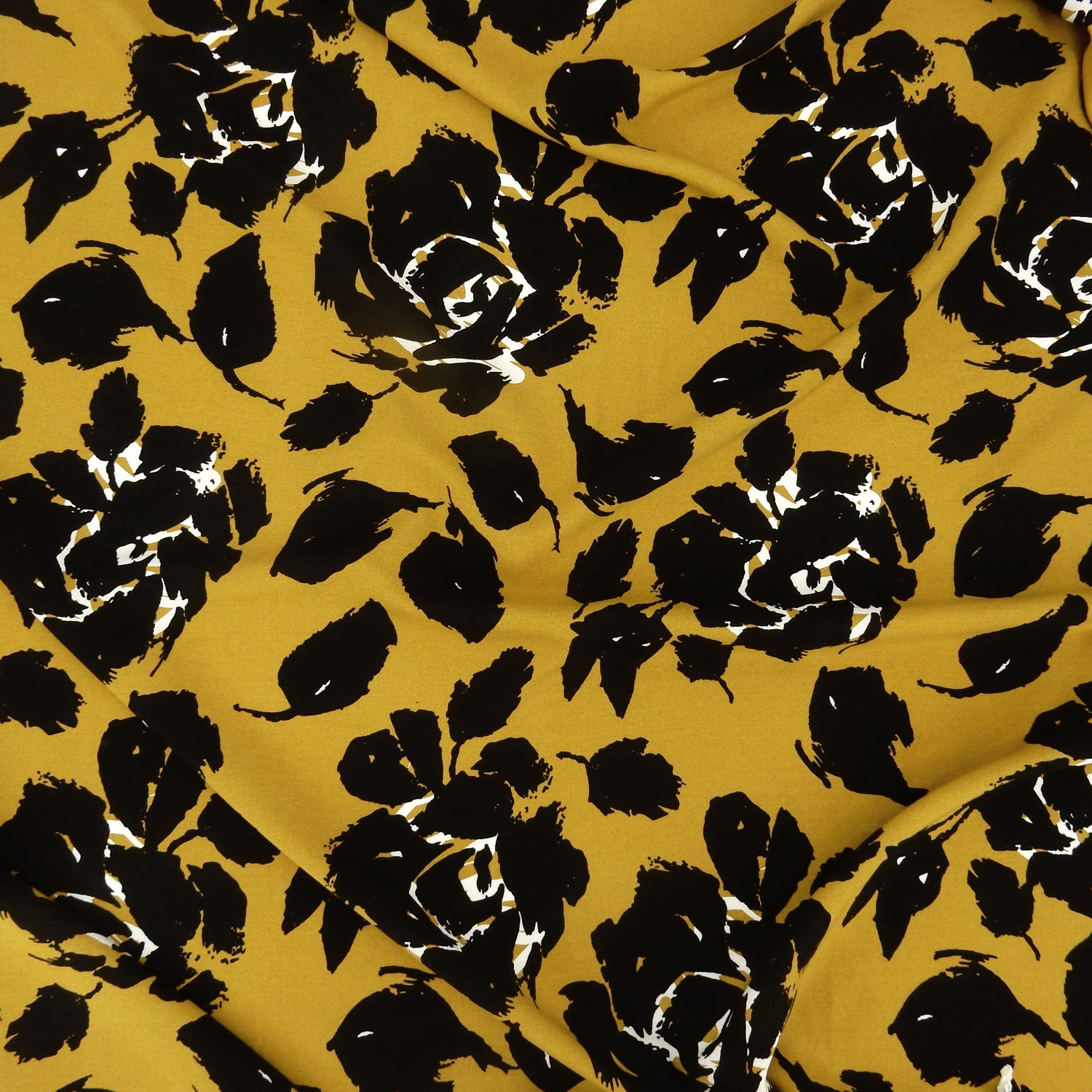 Bold Floral Premium 100% Rayon Challis Fabric CLF1-853 Warm Taupe