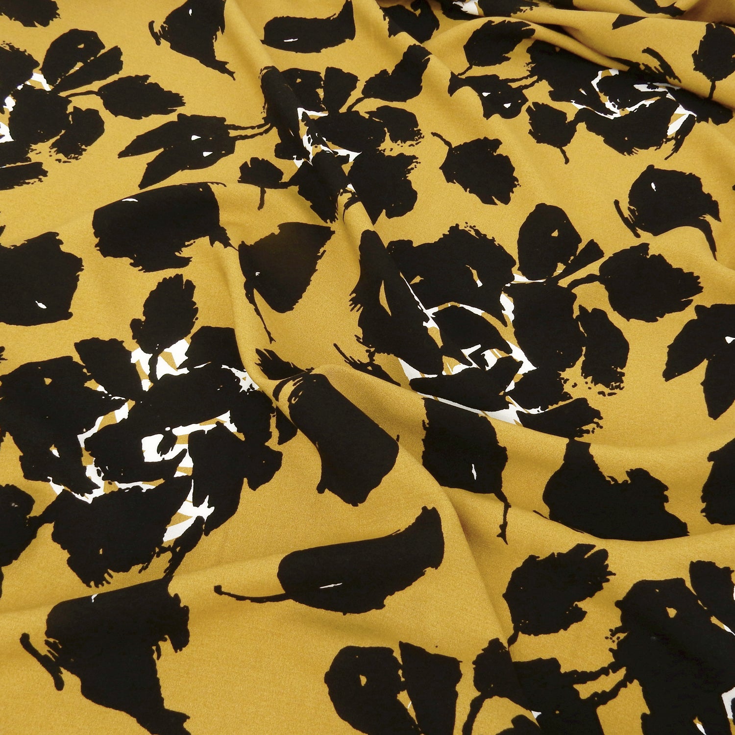 Bold Floral Premium 100% Rayon Challis Fabric CLF1-853 Warm Taupe