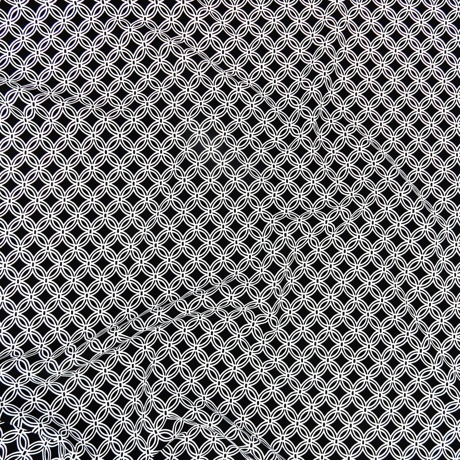 Black & White Geometric Circular Grid – Silky Smooth Stretch Dress Fabric CLF1-856