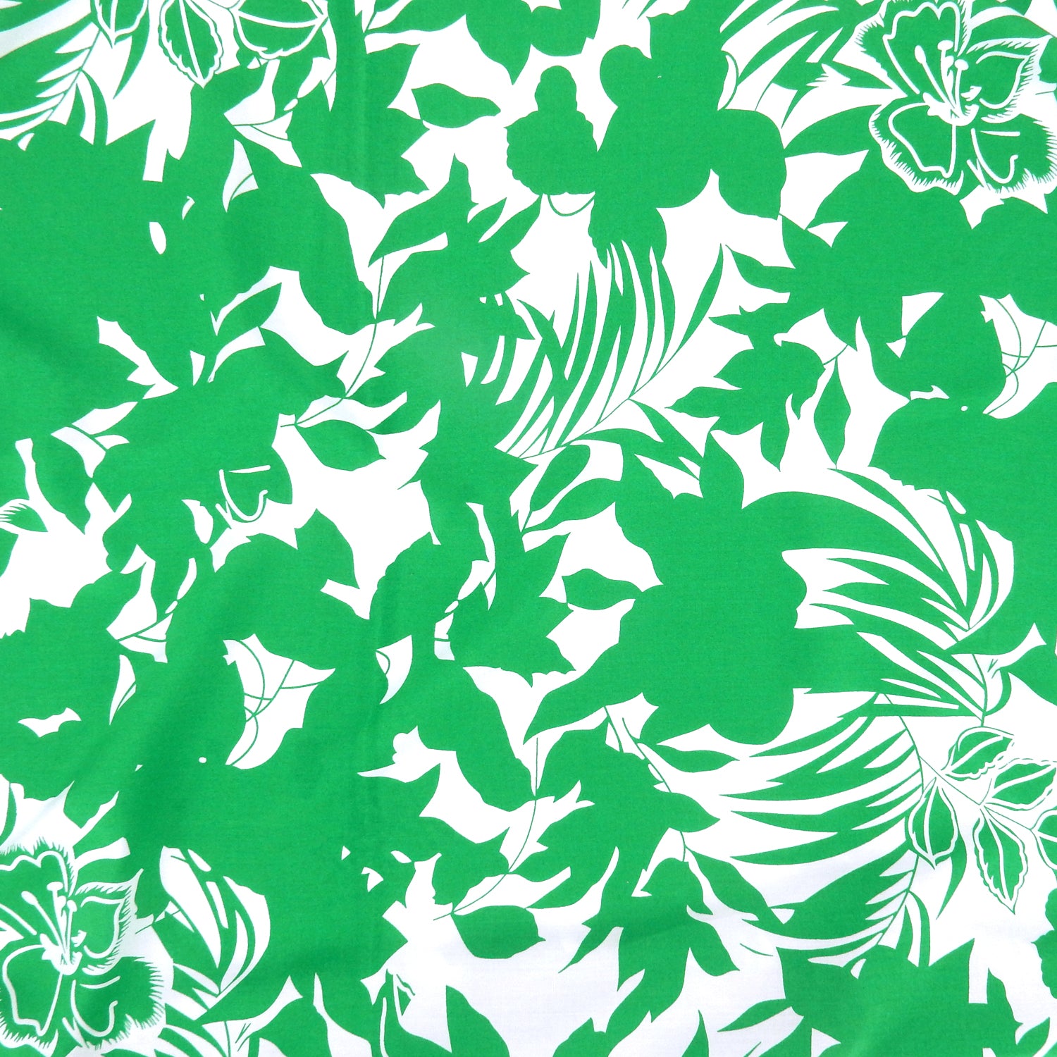 Tropical Palm Leaf Premium 100% Rayon Challis Fabric CLF1-857 Green & White