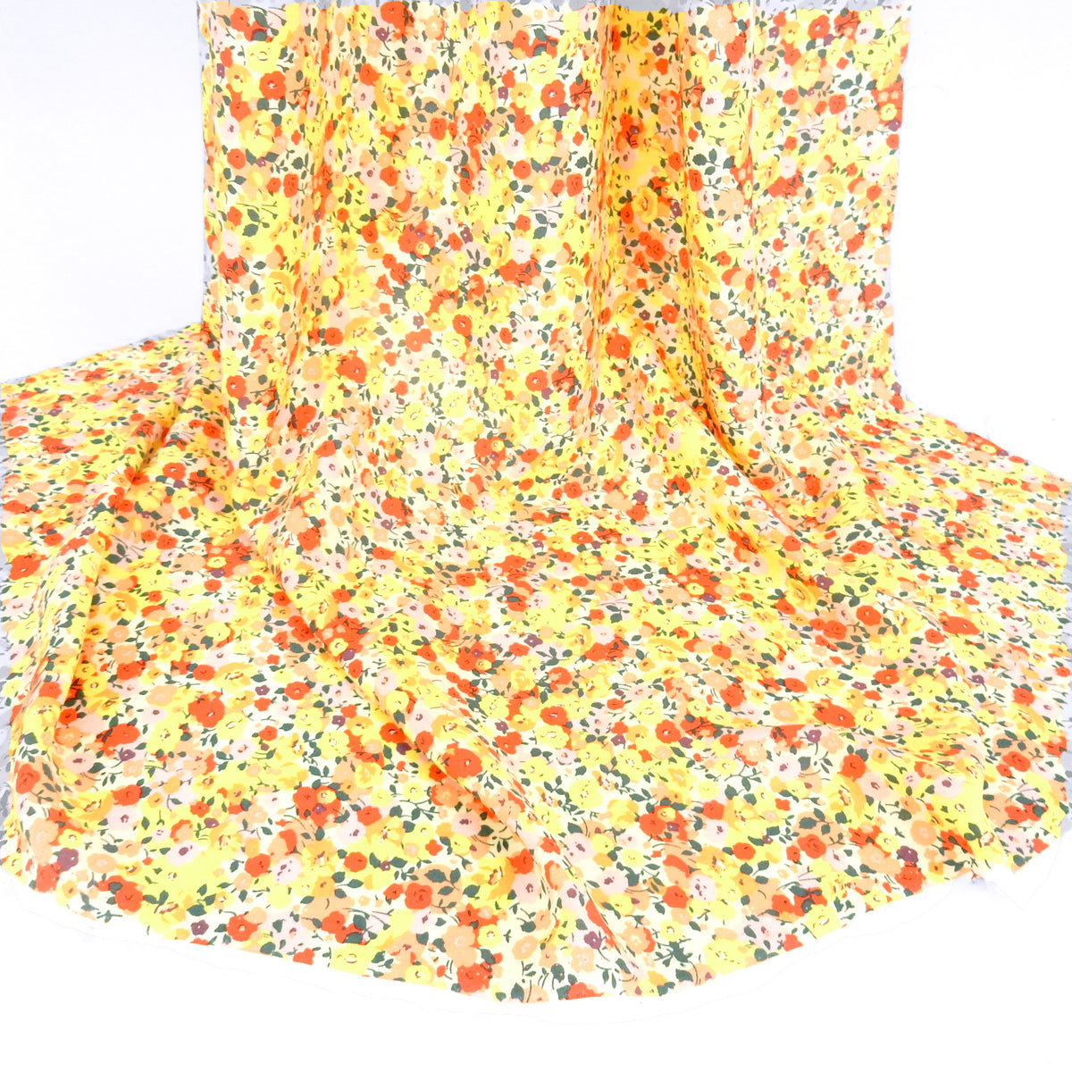 Premium Petite Floral 100% Rayon Challis Fabric CLF1-912 Yellow