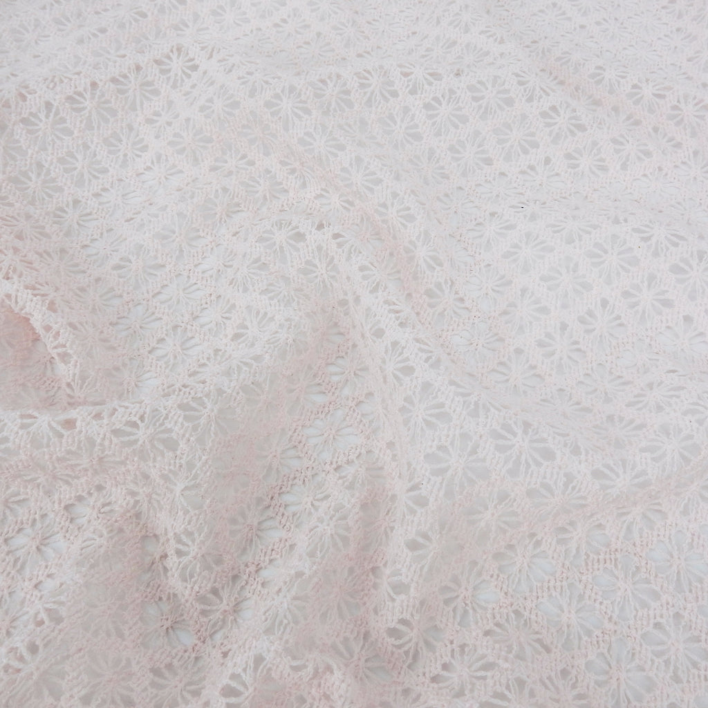 Petal Pink Open-Weave Crochet-Look Lace Fabric 145