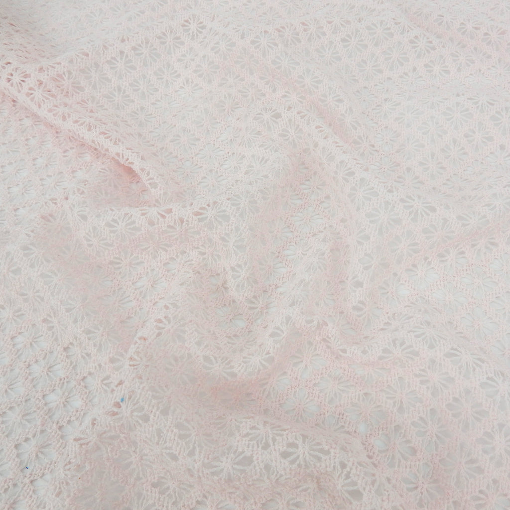 Petal Pink Open-Weave Crochet-Look Lace Fabric 145