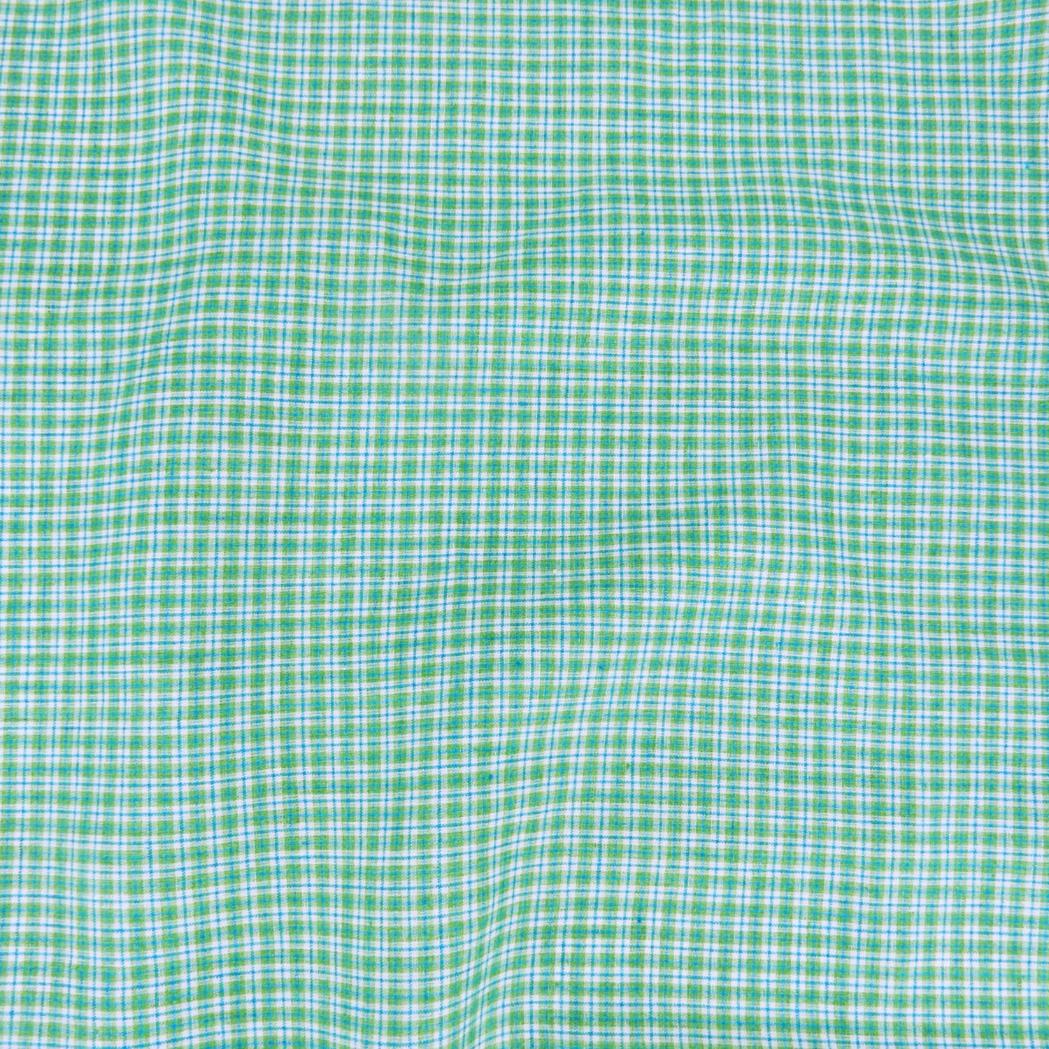 Premium 100% European Linen Yarn Dyed Plaid Fabric. light green color. shown flat