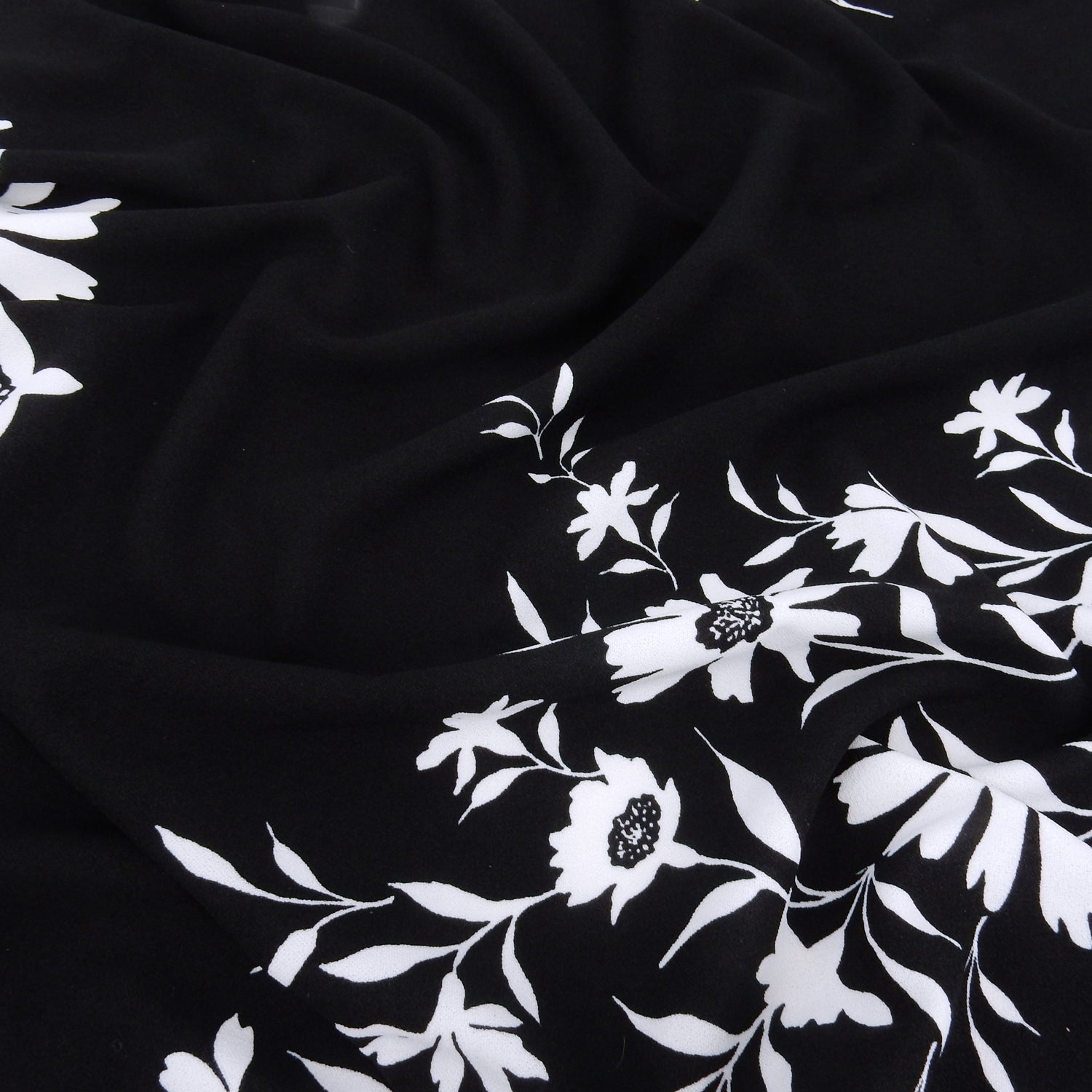 Premium Woven Stretch Crepe Fabric - CLF1-847 Black-White