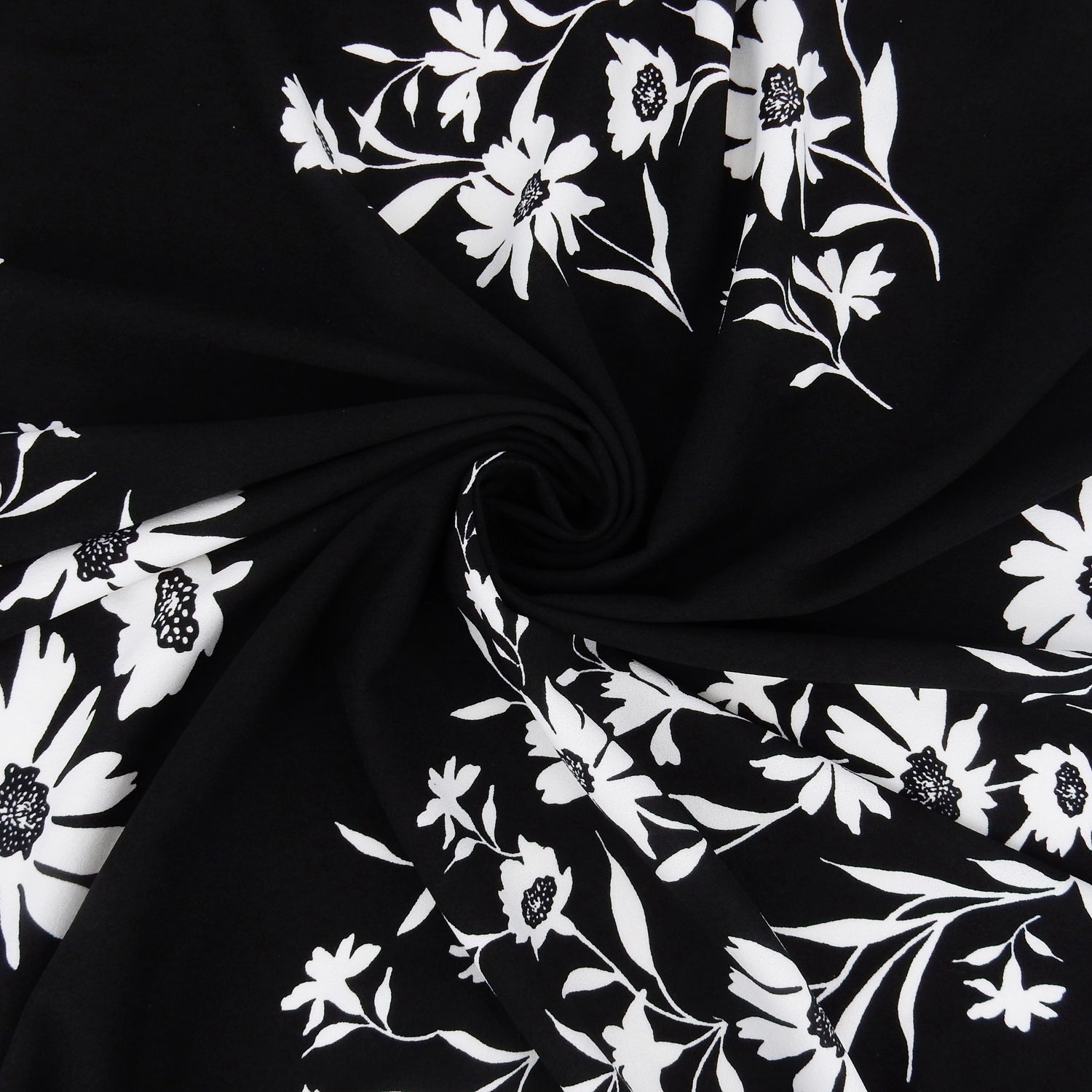 Premium Woven Stretch Crepe Fabric - CLF1-847 Black-White