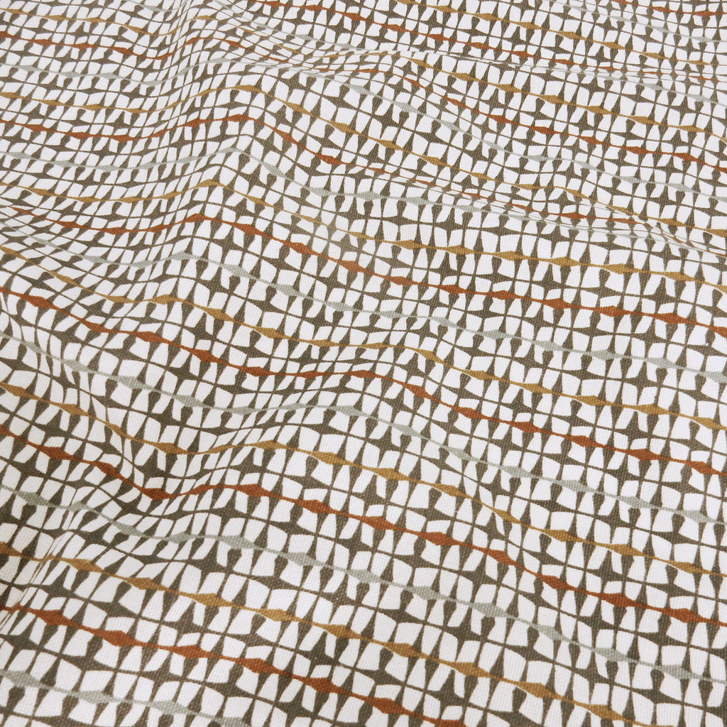 Gray & Taupe Artisanal Geometry Printed 7-Ounce Cotton Duck Fabric 293