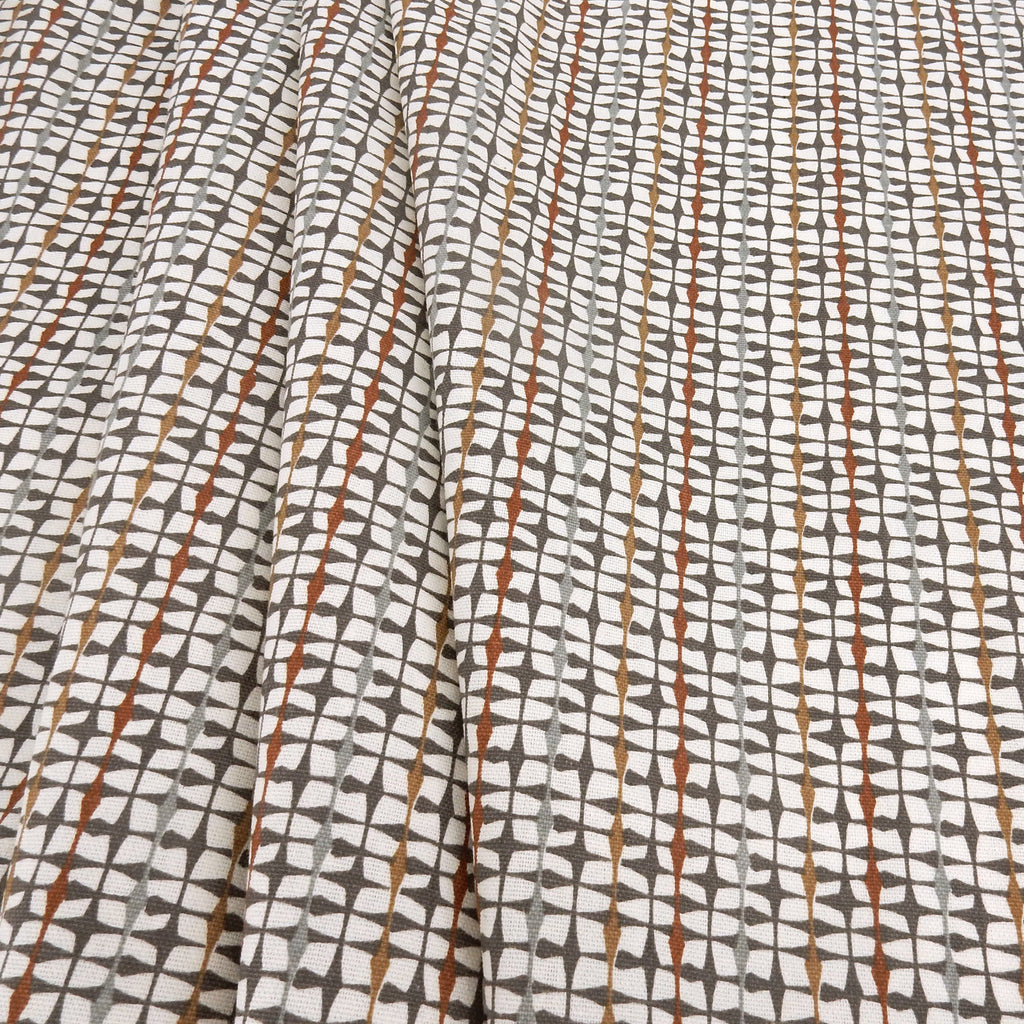 Gray & Taupe Artisanal Geometry Printed 7-Ounce Cotton Duck Fabric 293
