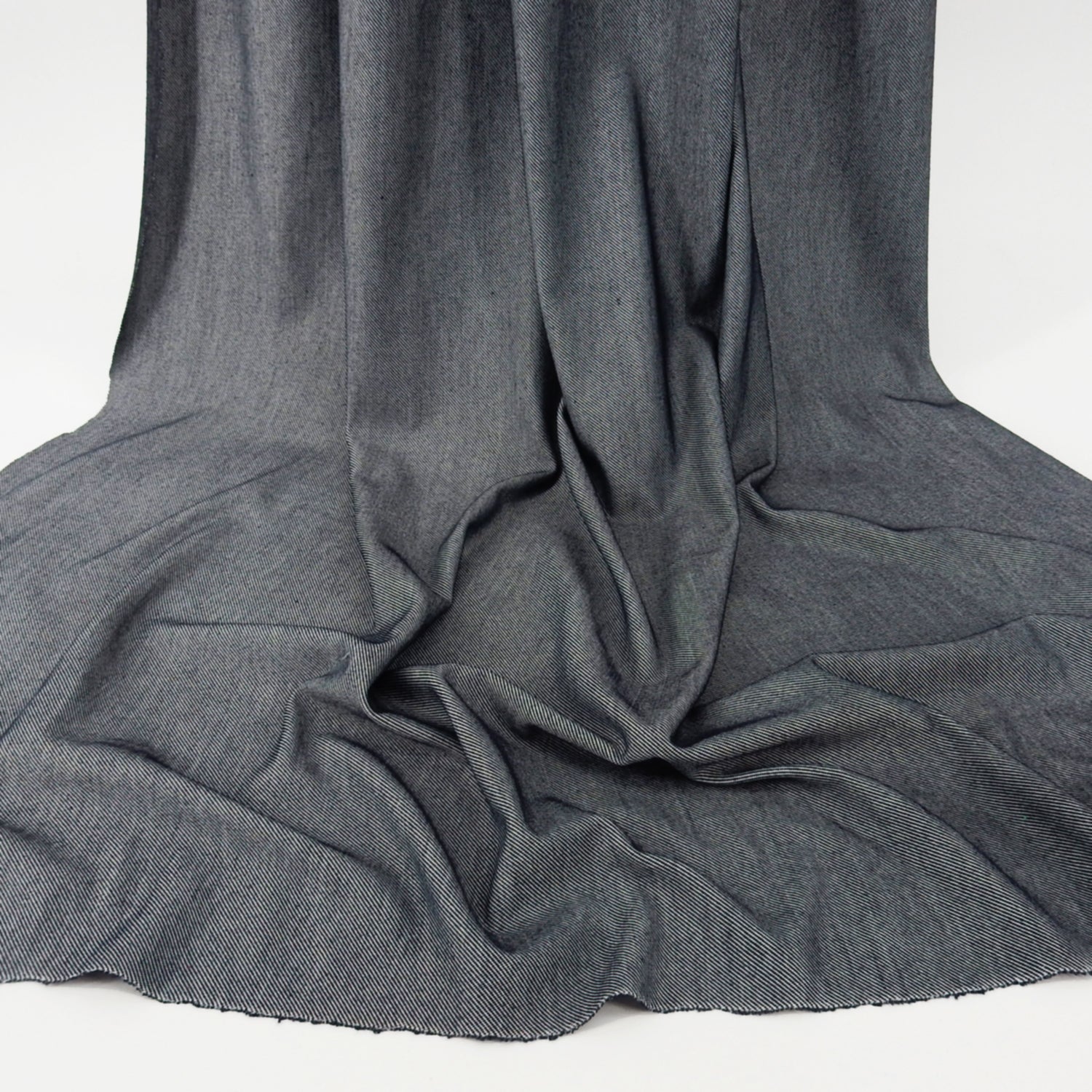 Indigo Heathered Twill Stretch Knit Fabric 140