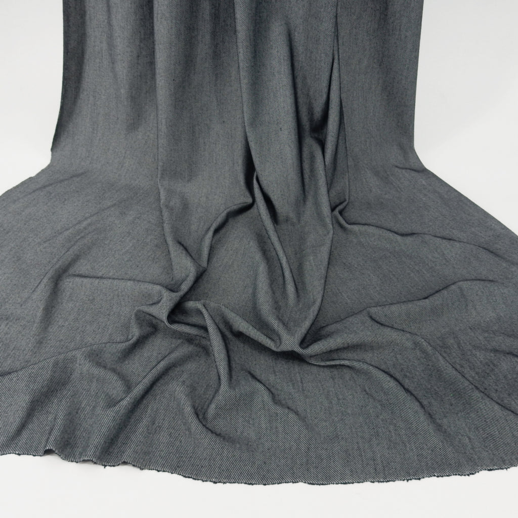 Indigo Heathered Twill Stretch Knit Fabric 140