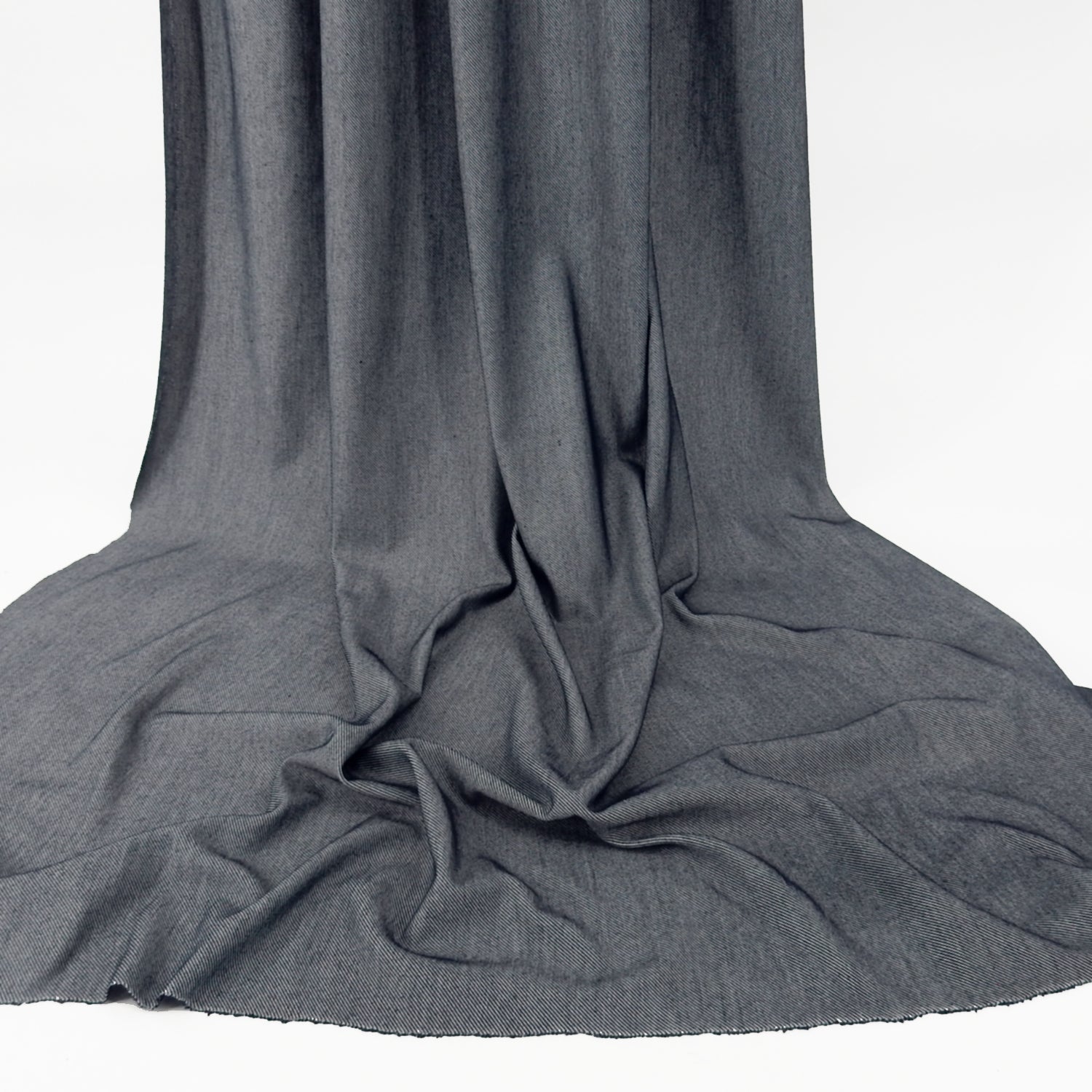 Indigo Heathered Twill Stretch Knit Fabric 140