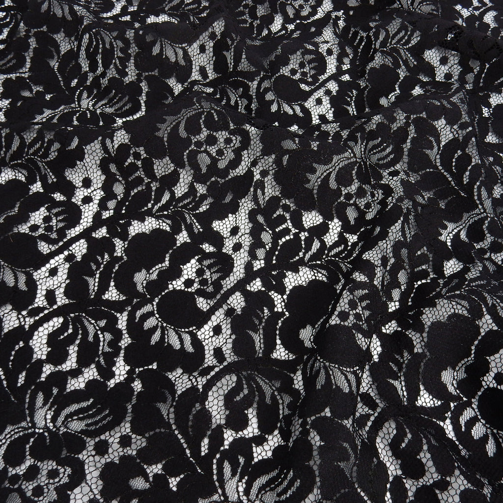 Double Sided Eyelash Scalloped Border Lace Fabric 1243 Black