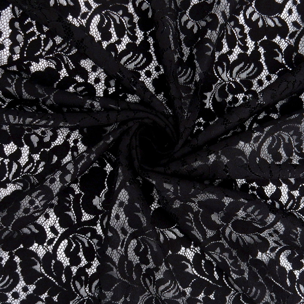 Double Sided Eyelash Scalloped Border Lace Fabric 1243 Black