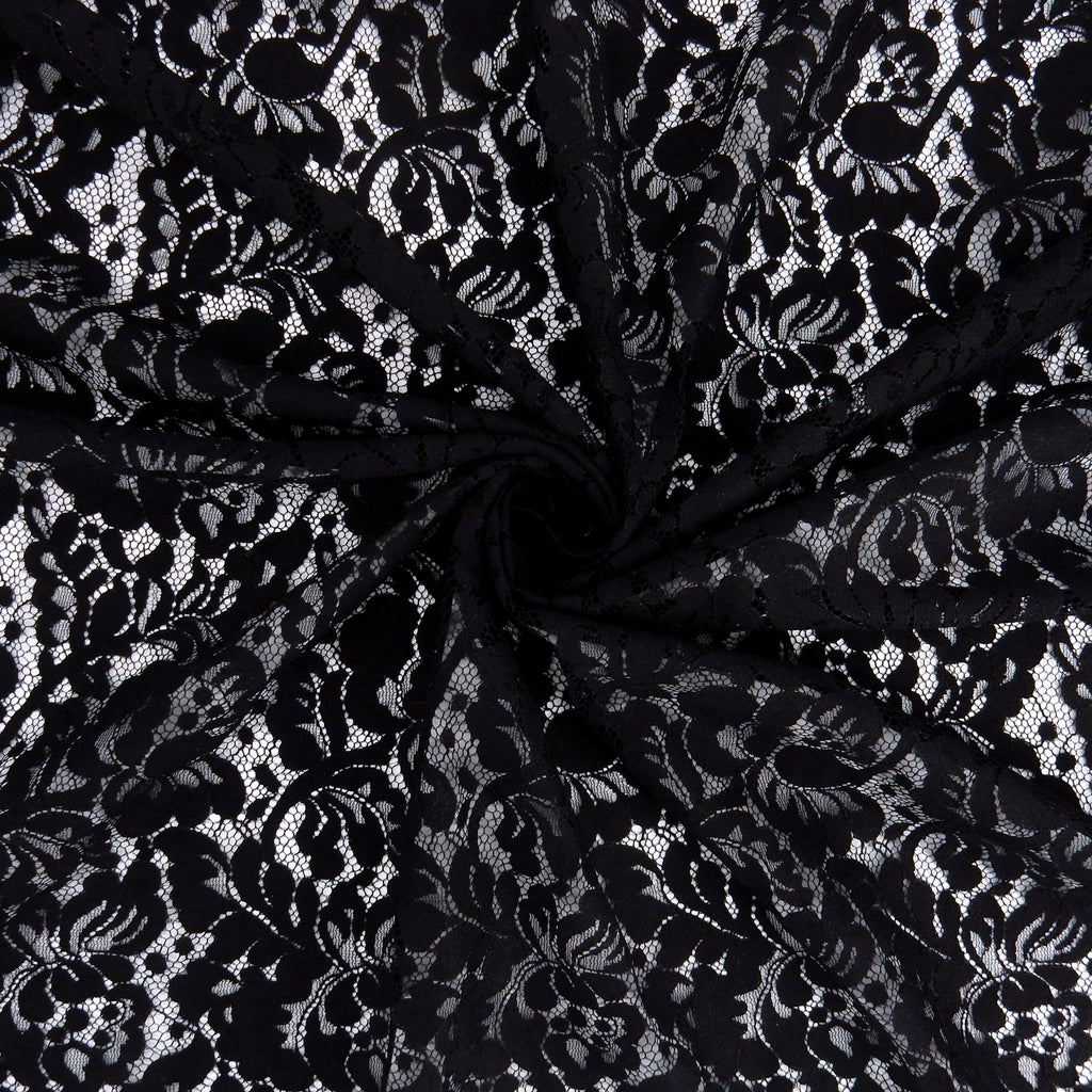 Double Sided Eyelash Scalloped Border Lace Fabric 1243 Black