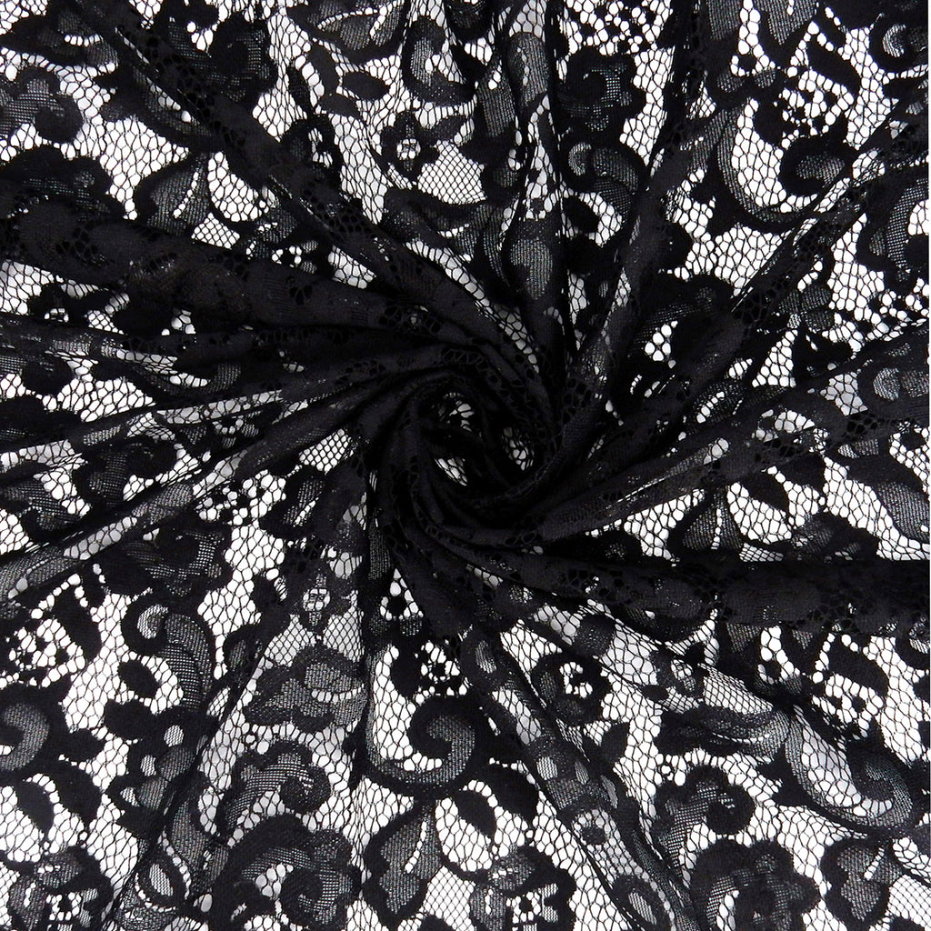 Double-Sided Eyelash Border Lace Fabric 3529 Black