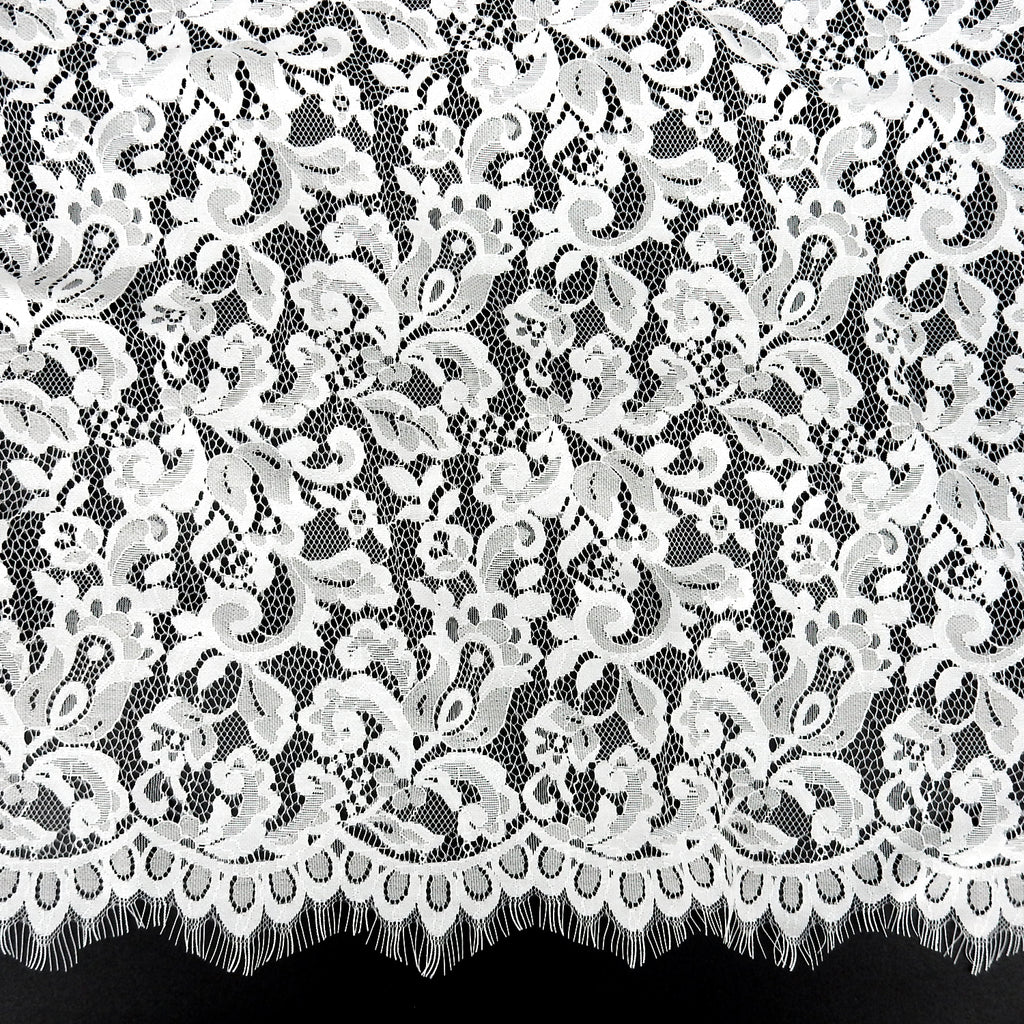 Double-Sided Eyelash Border Lace Fabric 3529 Ivory