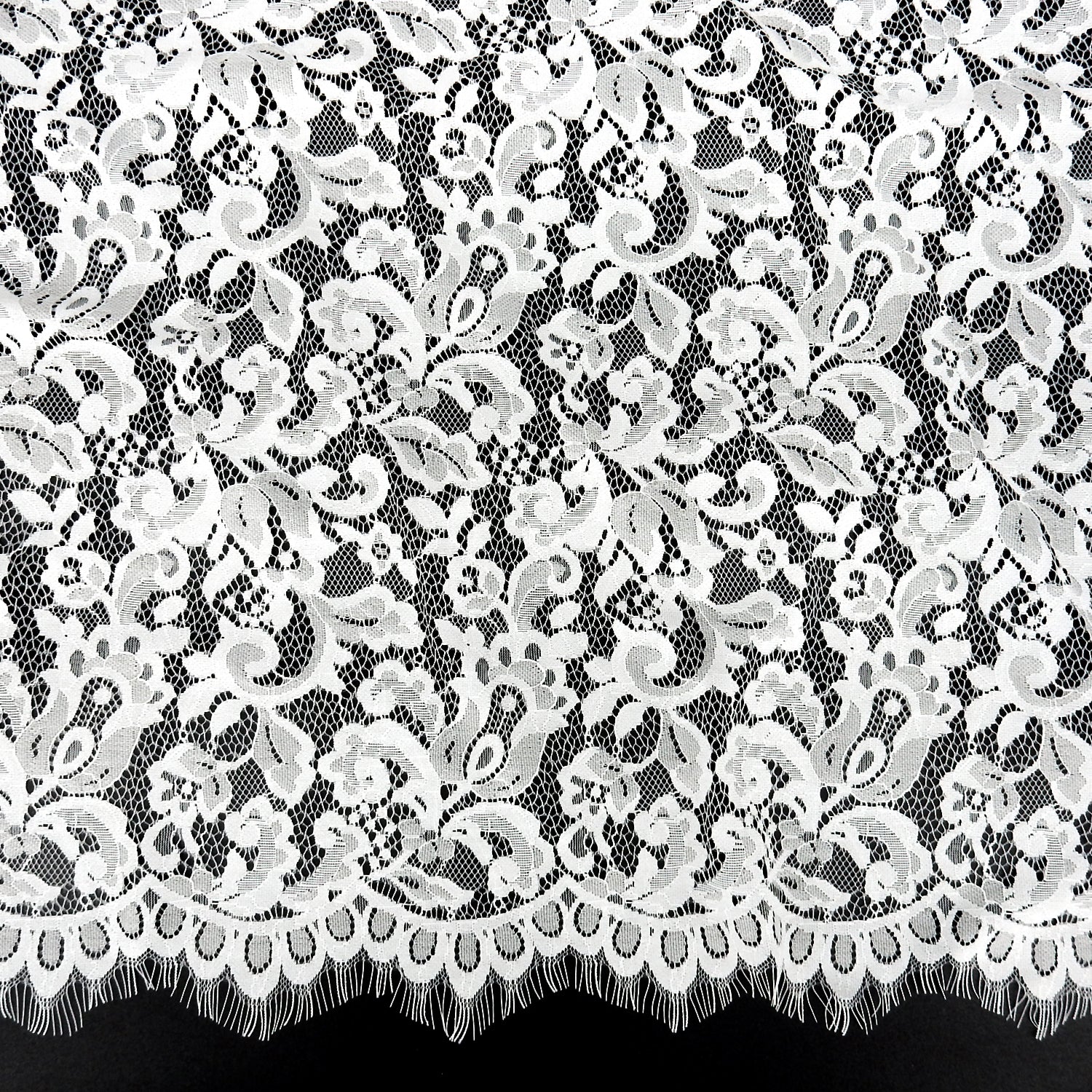 Double-Sided Eyelash Border Lace Fabric 3529 Ivory