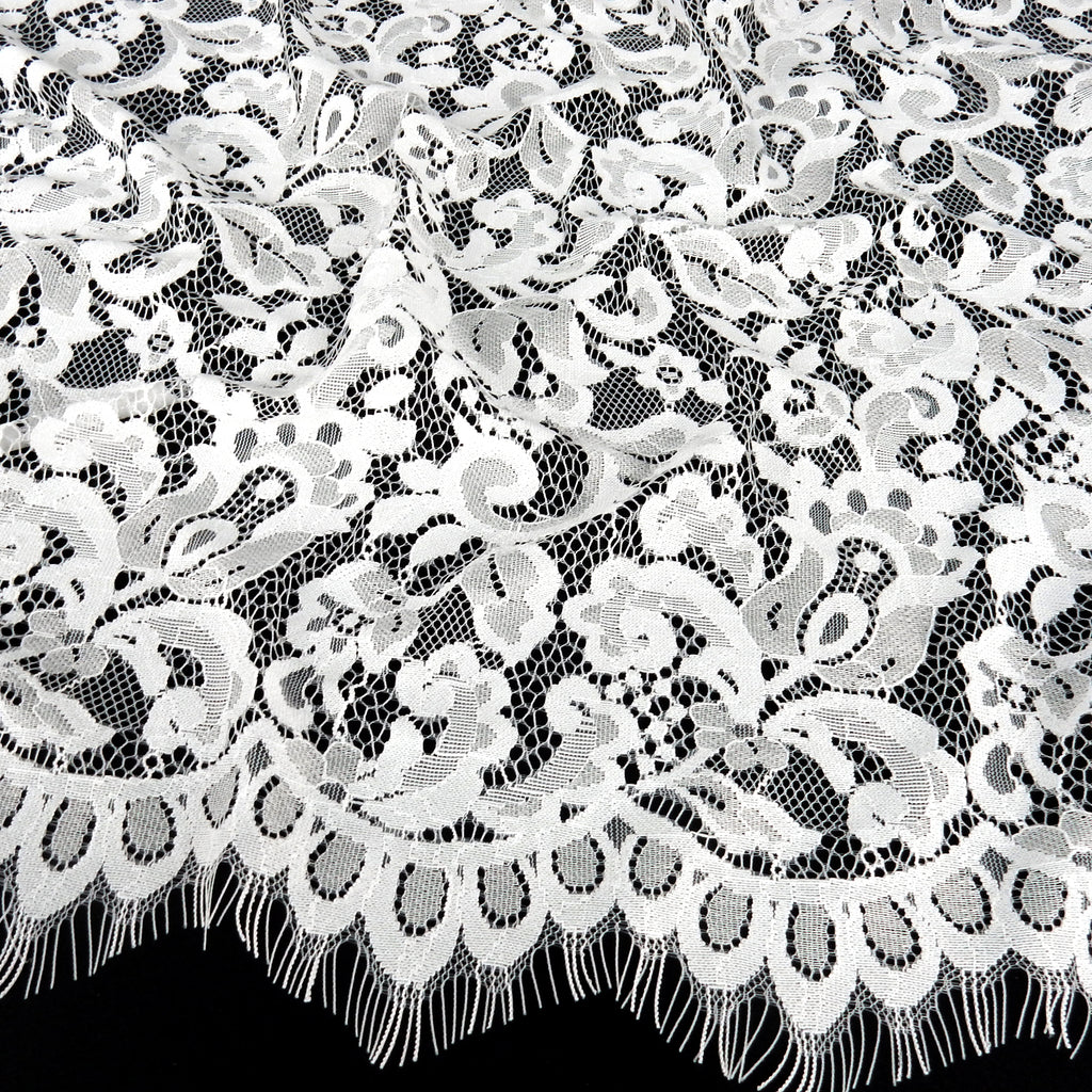 Double-Sided Eyelash Border Lace Fabric 3529 Ivory