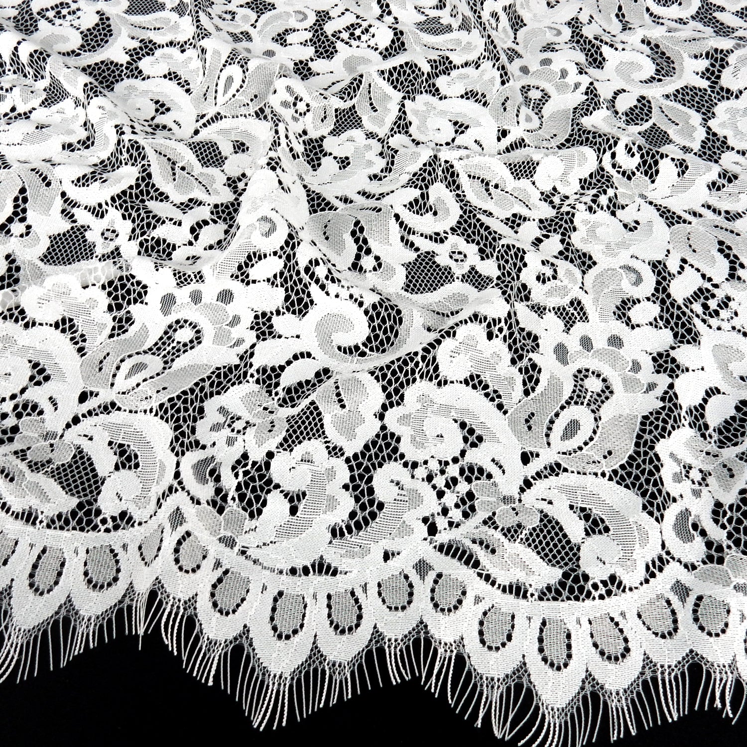 Double-Sided Eyelash Border Klauber Lace Fabric 3529 Ivory