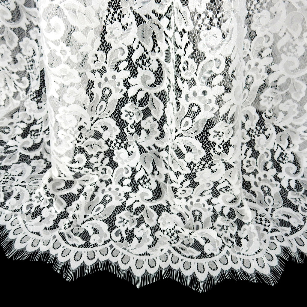 Double-Sided Eyelash Border Lace Fabric 3529 Ivory