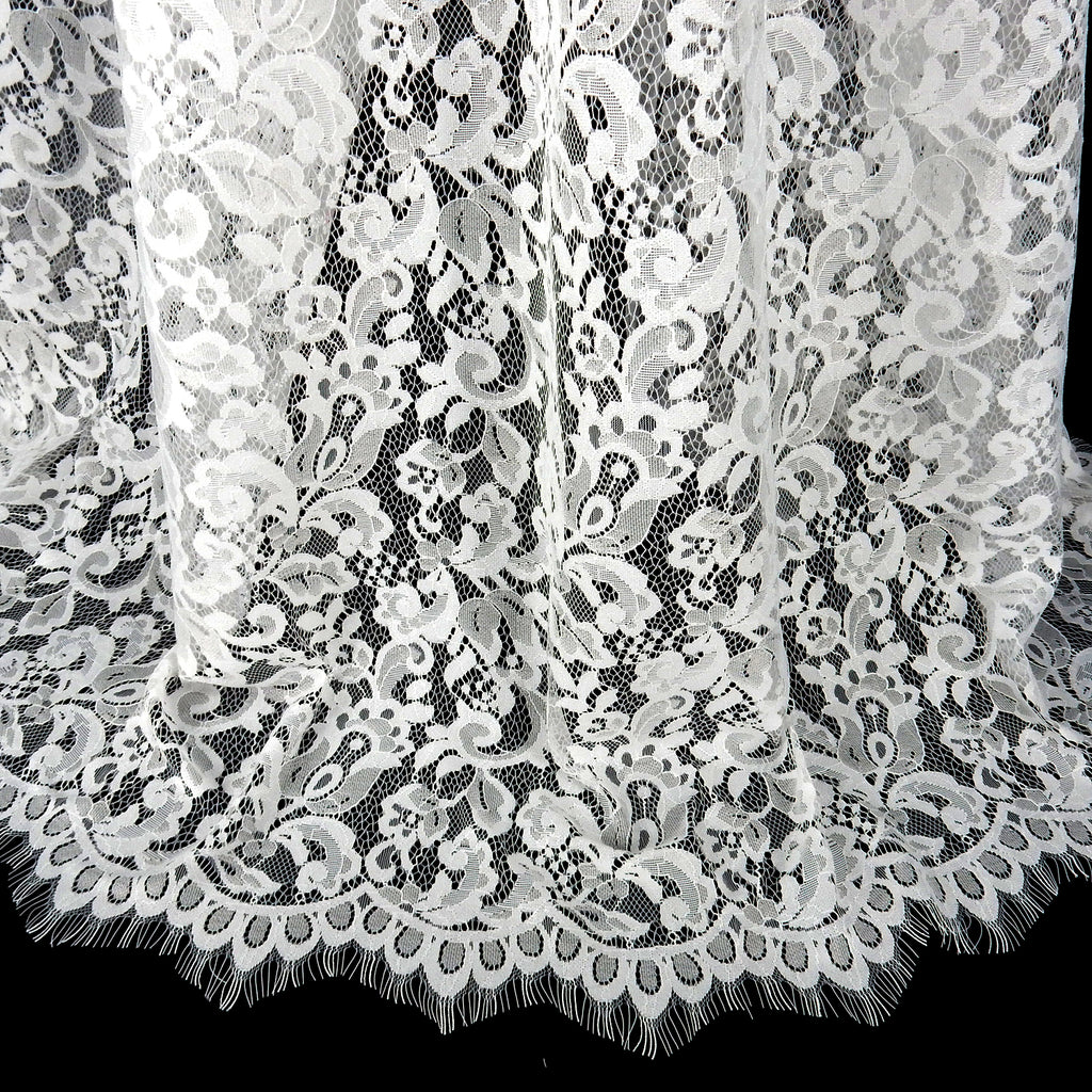 Double-Sided Eyelash Border Lace Fabric 3529 Ivory