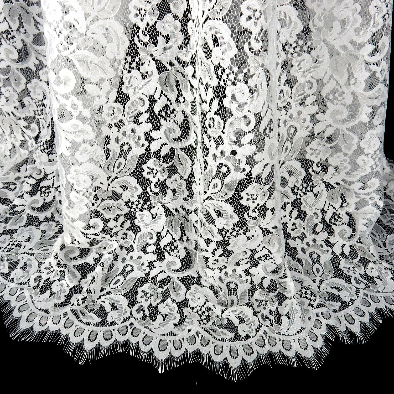 Double-Sided Eyelash Border Klauber Lace Fabric 3529 Ivory