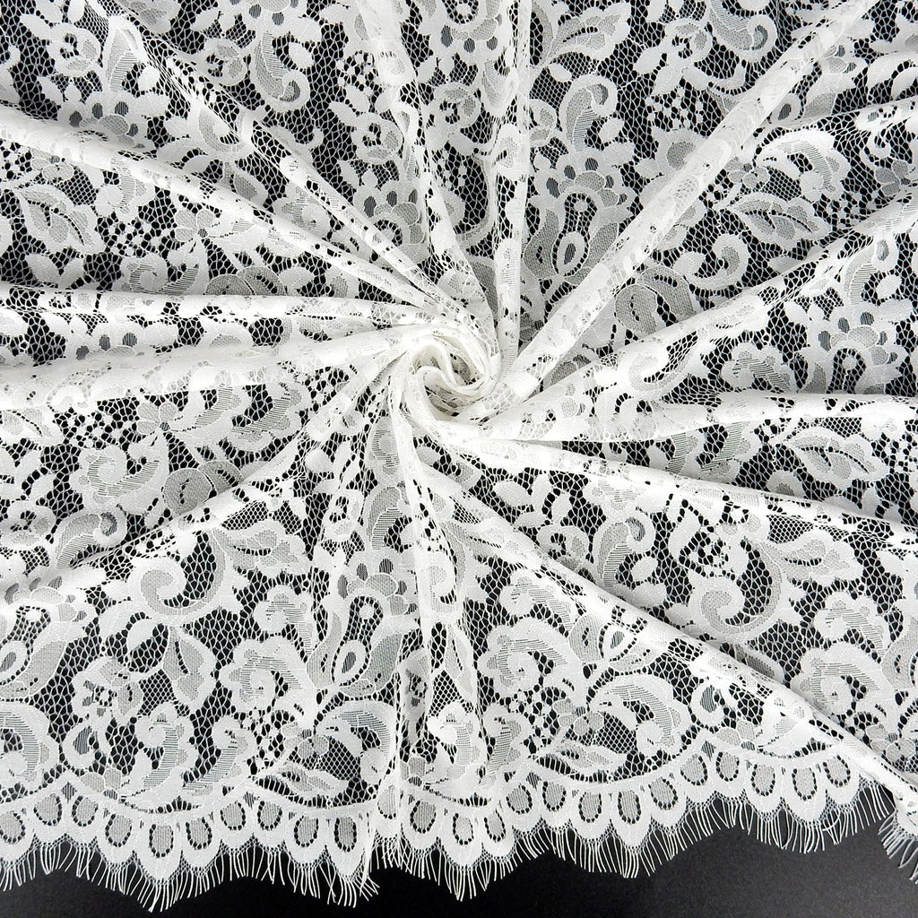 Double-Sided Eyelash Border Lace Fabric 3529 Ivory