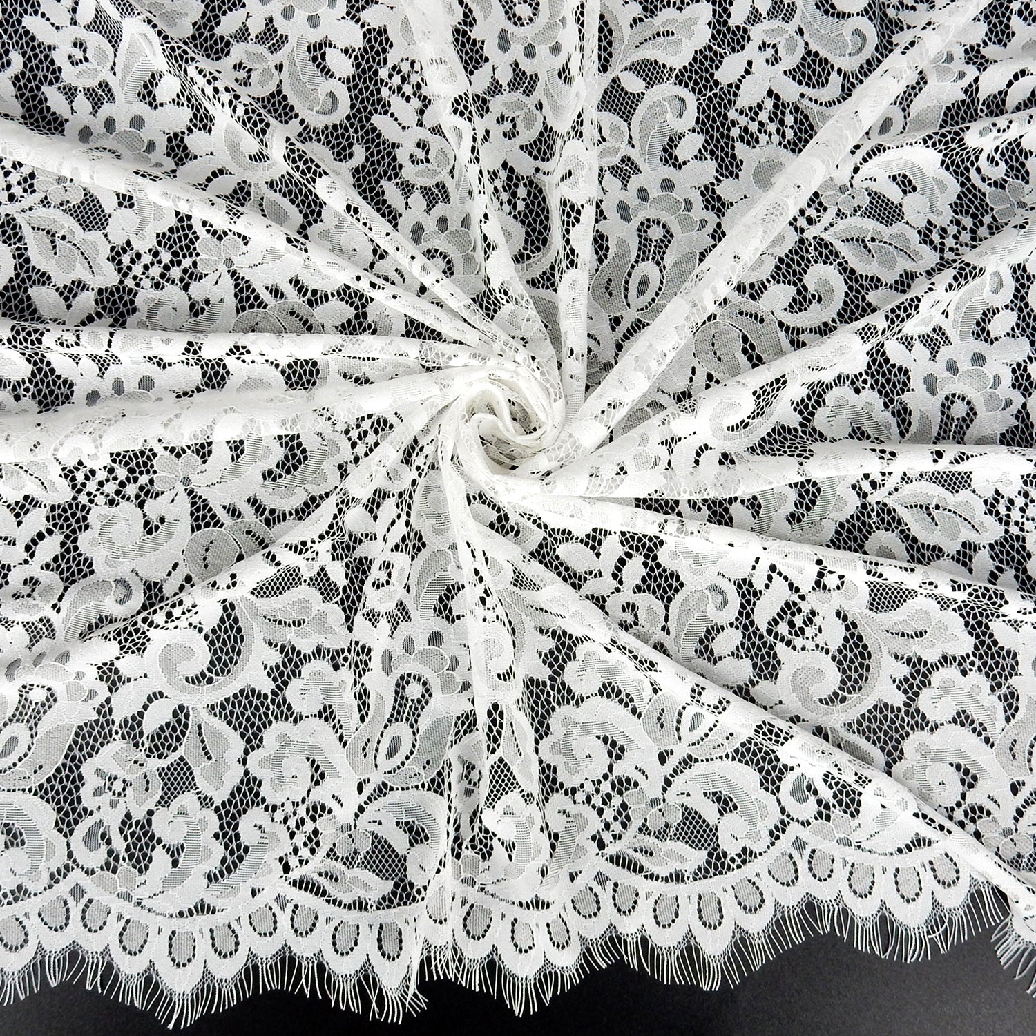 Double-Sided Eyelash Border Klauber Lace Fabric 3529 Ivory