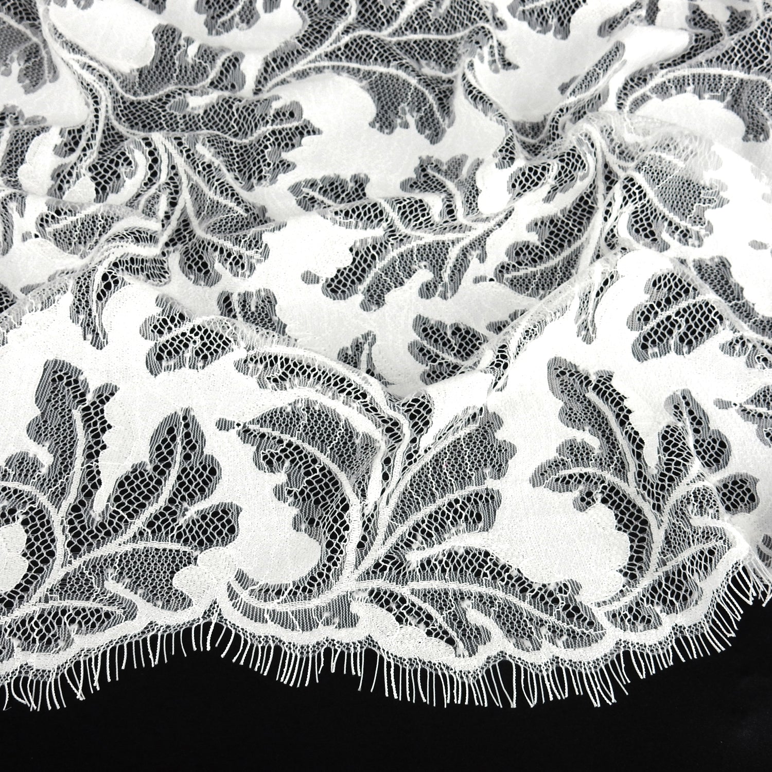 Double Sided Eyelash Border Mesh Klauber Lace Fabric 3538 Ivory