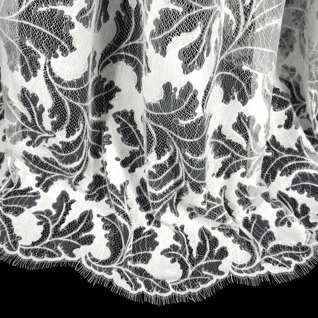 Double Sided Eyelash Border Mesh Lace Fabric 3538 Ivory