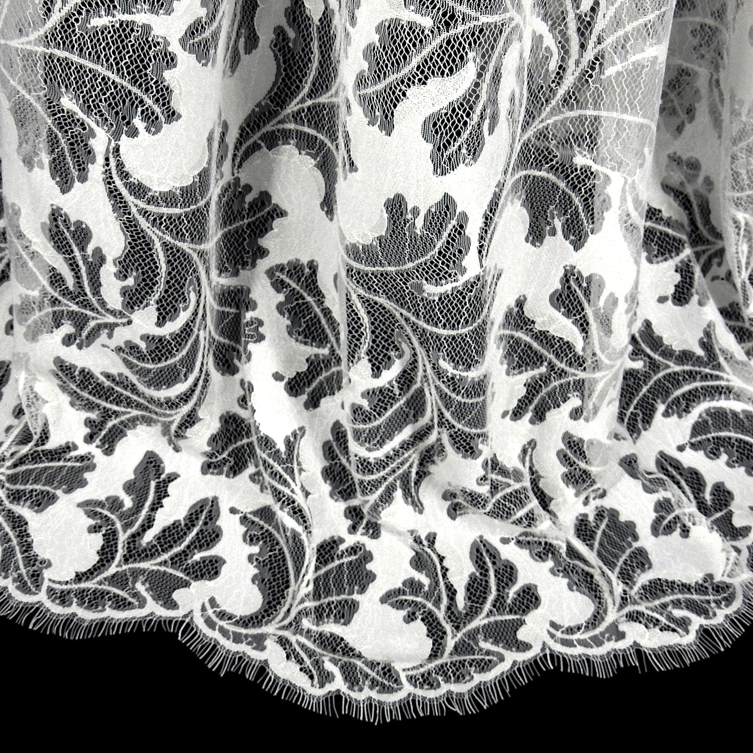 Double Sided Eyelash Border Mesh Klauber Lace Fabric 3538 Ivory