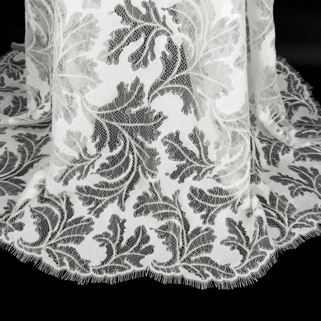 Double Sided Eyelash Border Mesh Lace Fabric 3538 Ivory