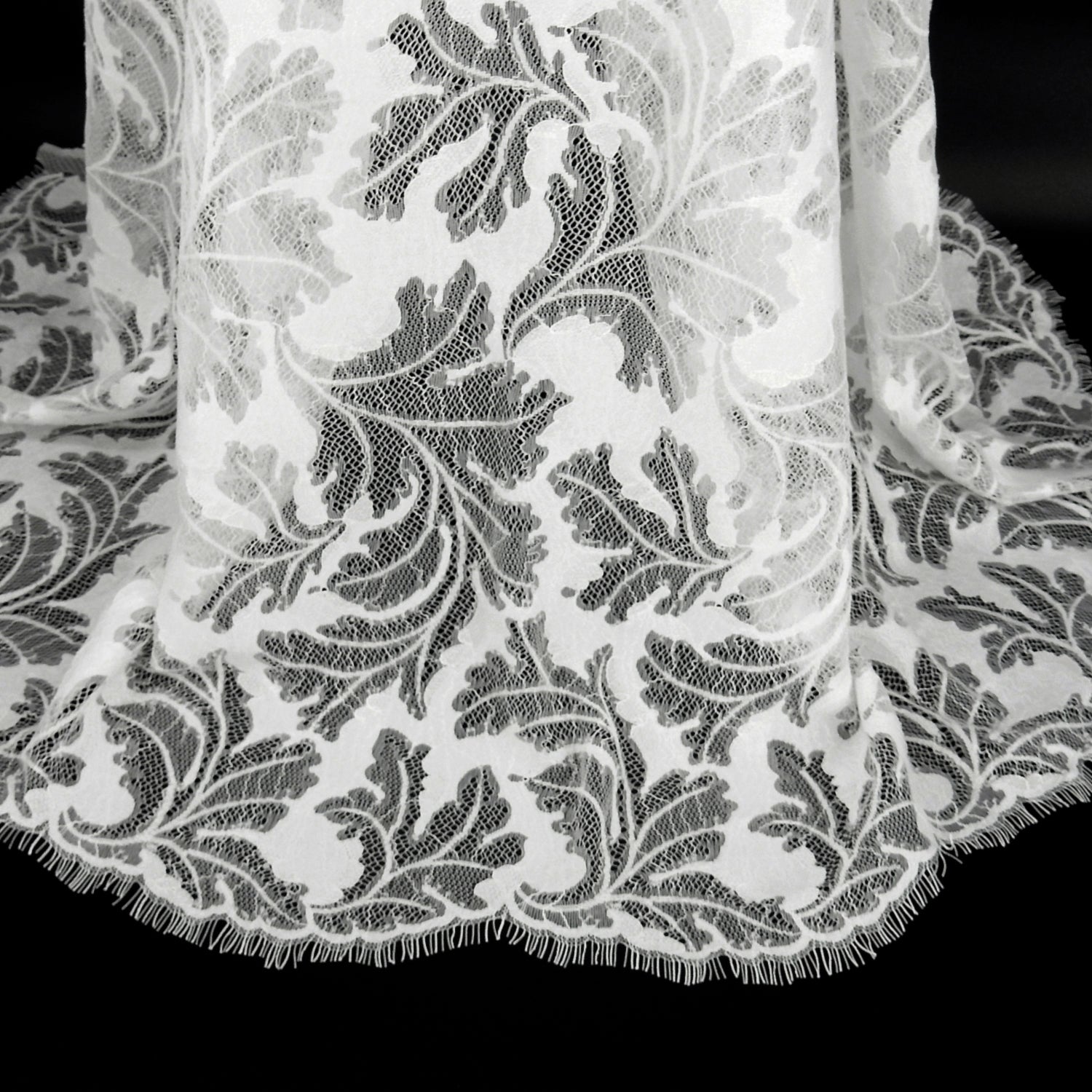 Double Sided Eyelash Border Mesh Klauber Lace Fabric 3538 Ivory
