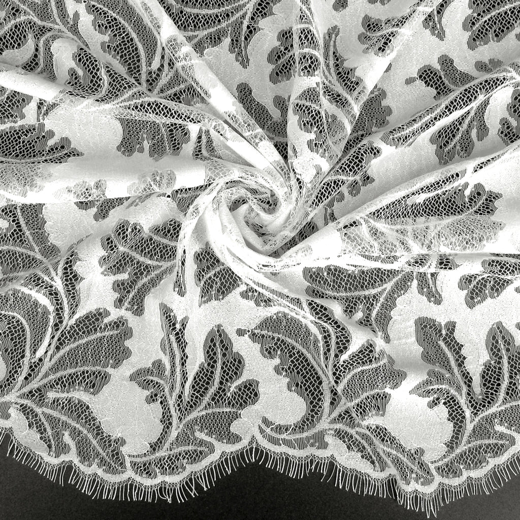 Double Sided Eyelash Border Mesh Lace Fabric 3538 Ivory