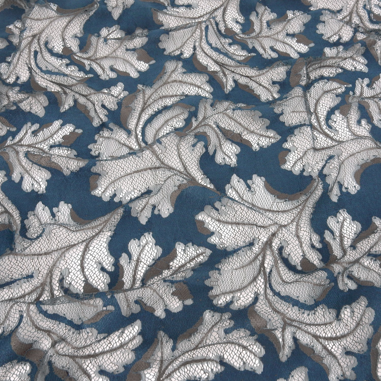 Double Sided Eyelash Border Mesh Klauber Lace Fabric 3538 Majolica/Steel Blue