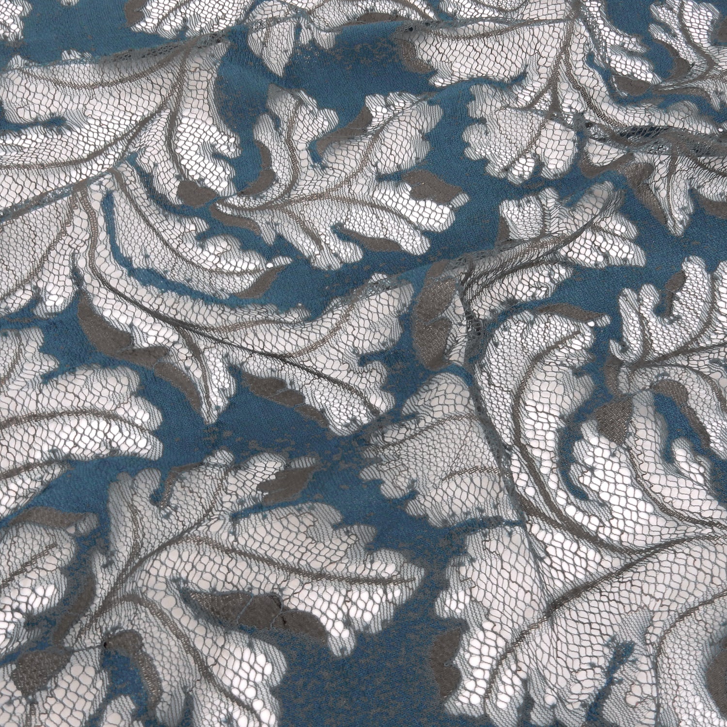 Double Sided Eyelash Border Mesh Klauber Lace Fabric 3538 Majolica/Steel Blue