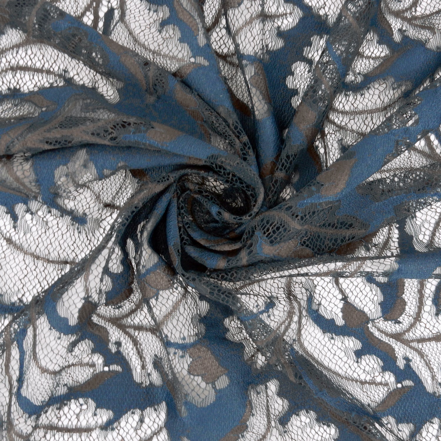 Double Sided Eyelash Border Mesh Klauber Lace Fabric 3538 Majolica/Steel Blue