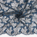 Double Sided Eyelash Border Mesh Lace Fabric 3538 Majolica/Steel Blue