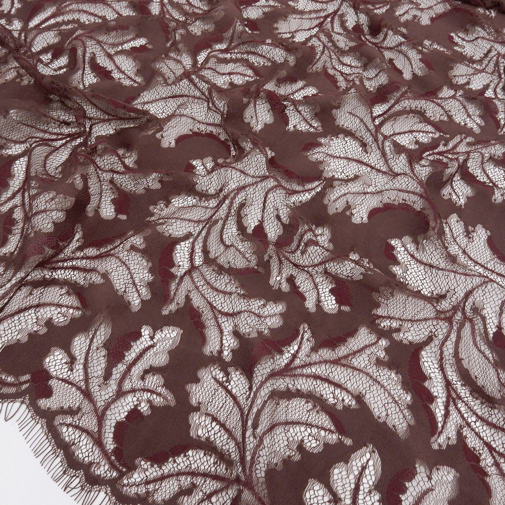 Double Sided Eyelash Border Mesh Lace Fabric 3538 Mauve/Burgundy
