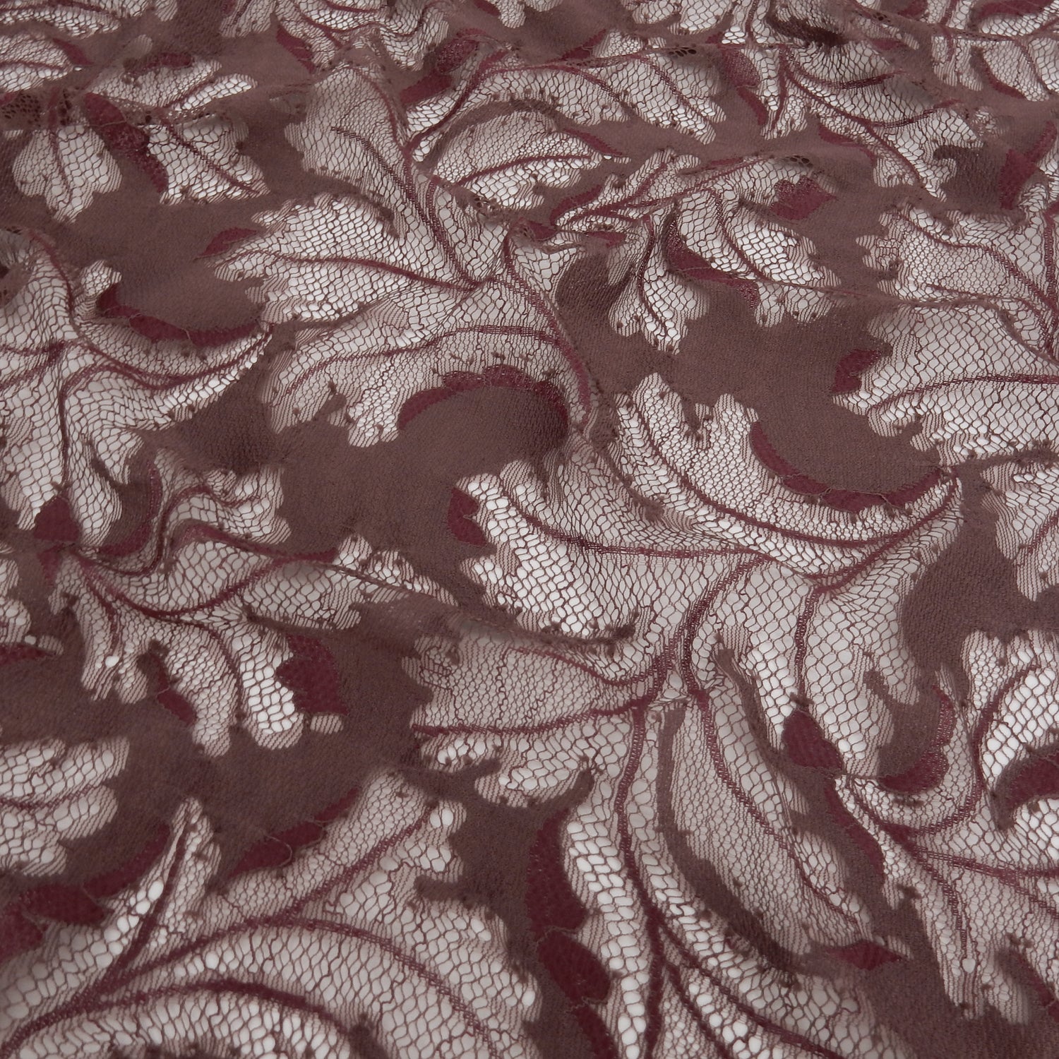 Double Eyelash Border Mesh Klauber Lace Fabric 3538 Mauve/Burgundy