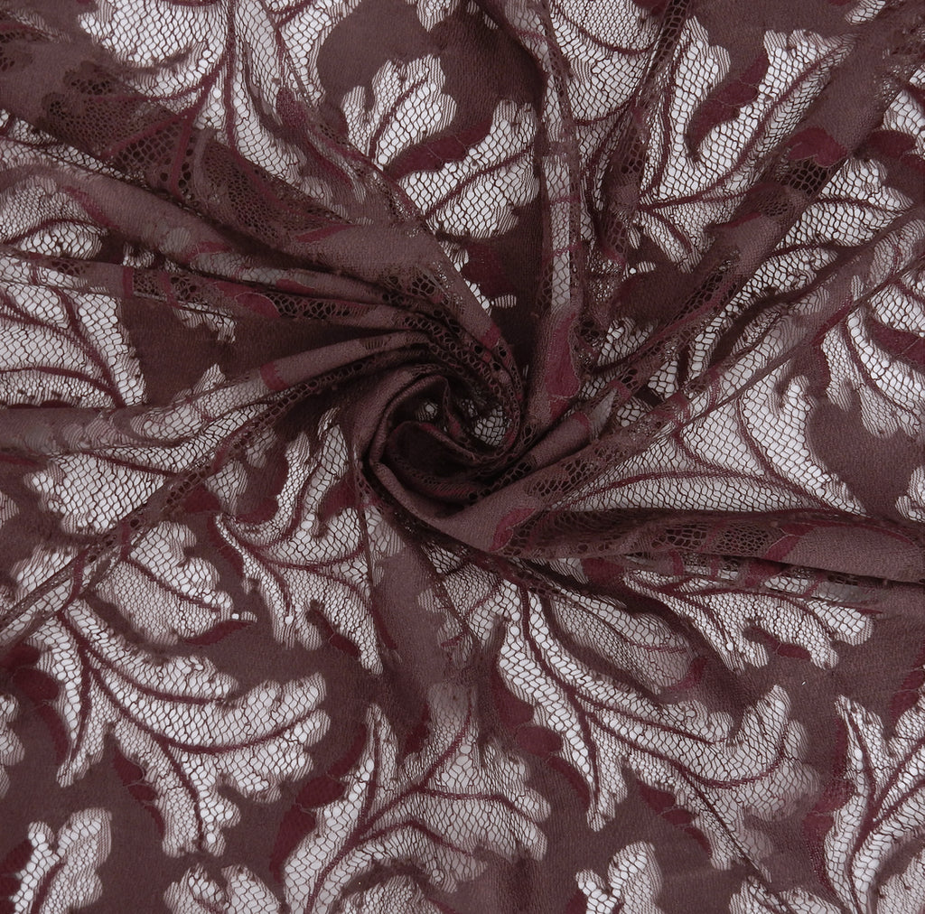 Double Sided Eyelash Border Mesh Lace Fabric 3538 Mauve/Burgundy
