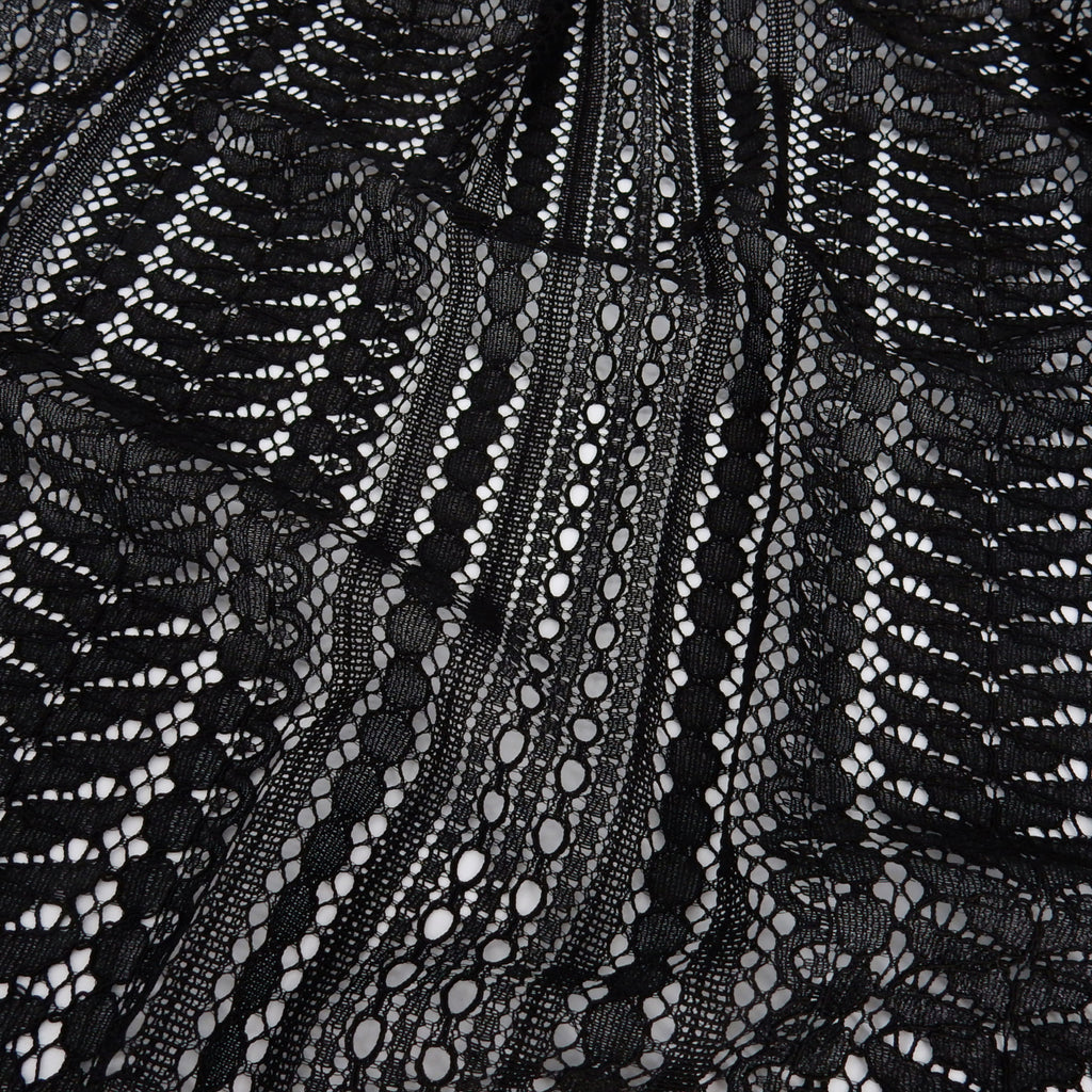 Double Sided Eyelash Scalloped Border Lace Fabric 3542 Black