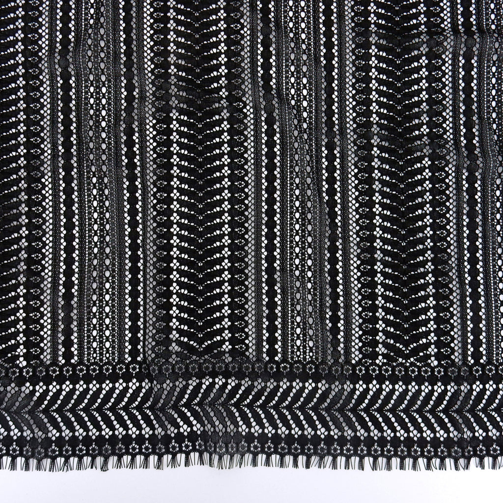 Double Sided Eyelash Scalloped Border Lace Fabric 3542 Black