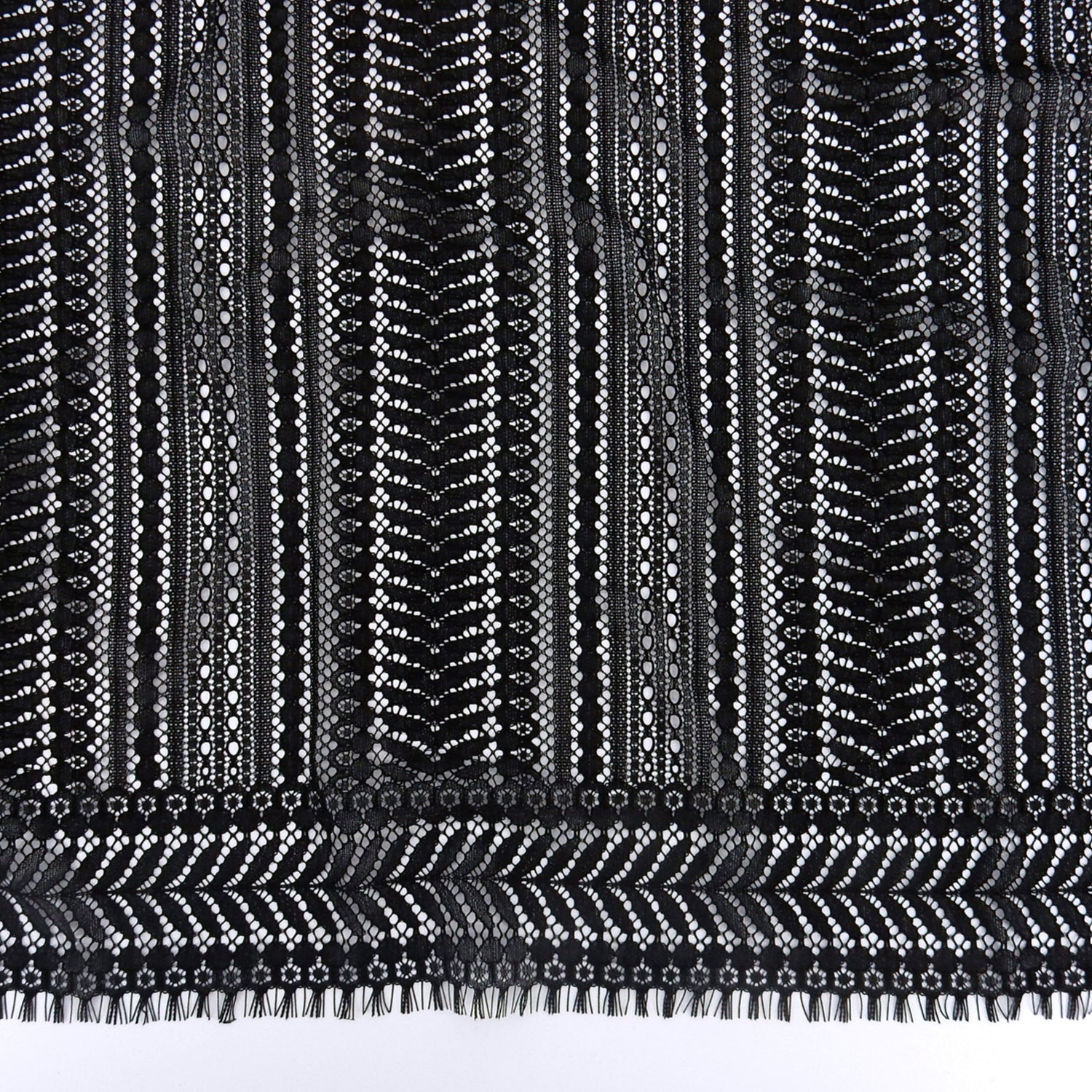 Double Sided Eyelash Scalloped Border Lace Fabric 3542 Black