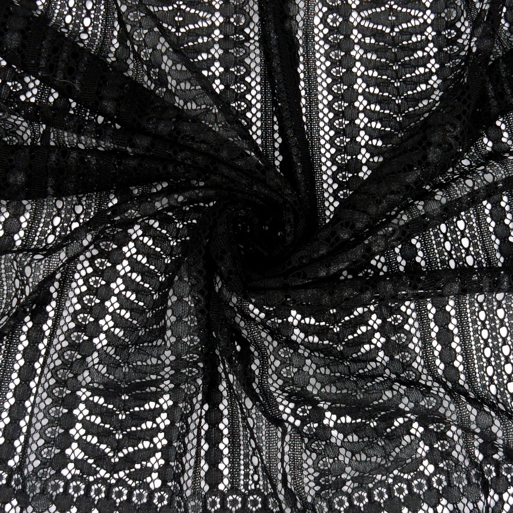 Double Sided Eyelash Scalloped Border Lace Fabric 3542 Black
