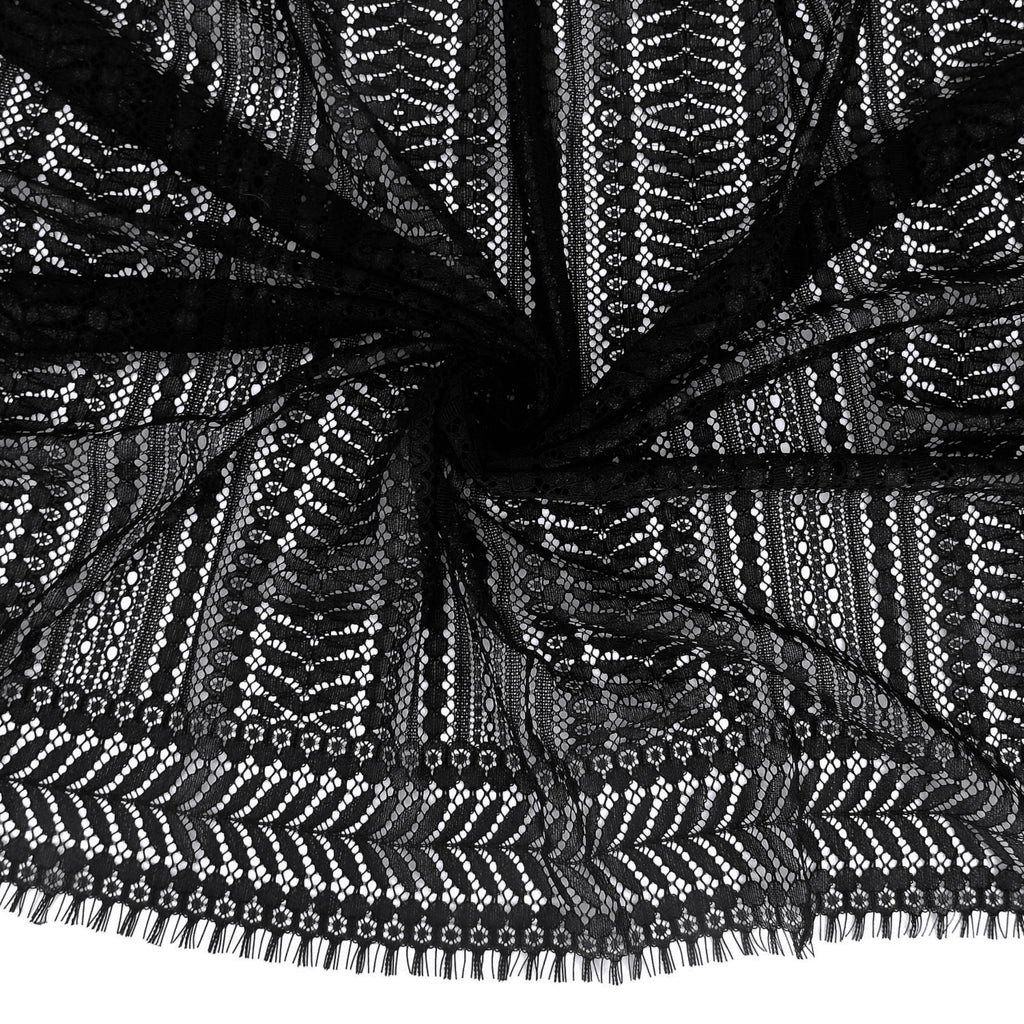 Double Sided Eyelash Scalloped Border Lace Fabric 3542 Black