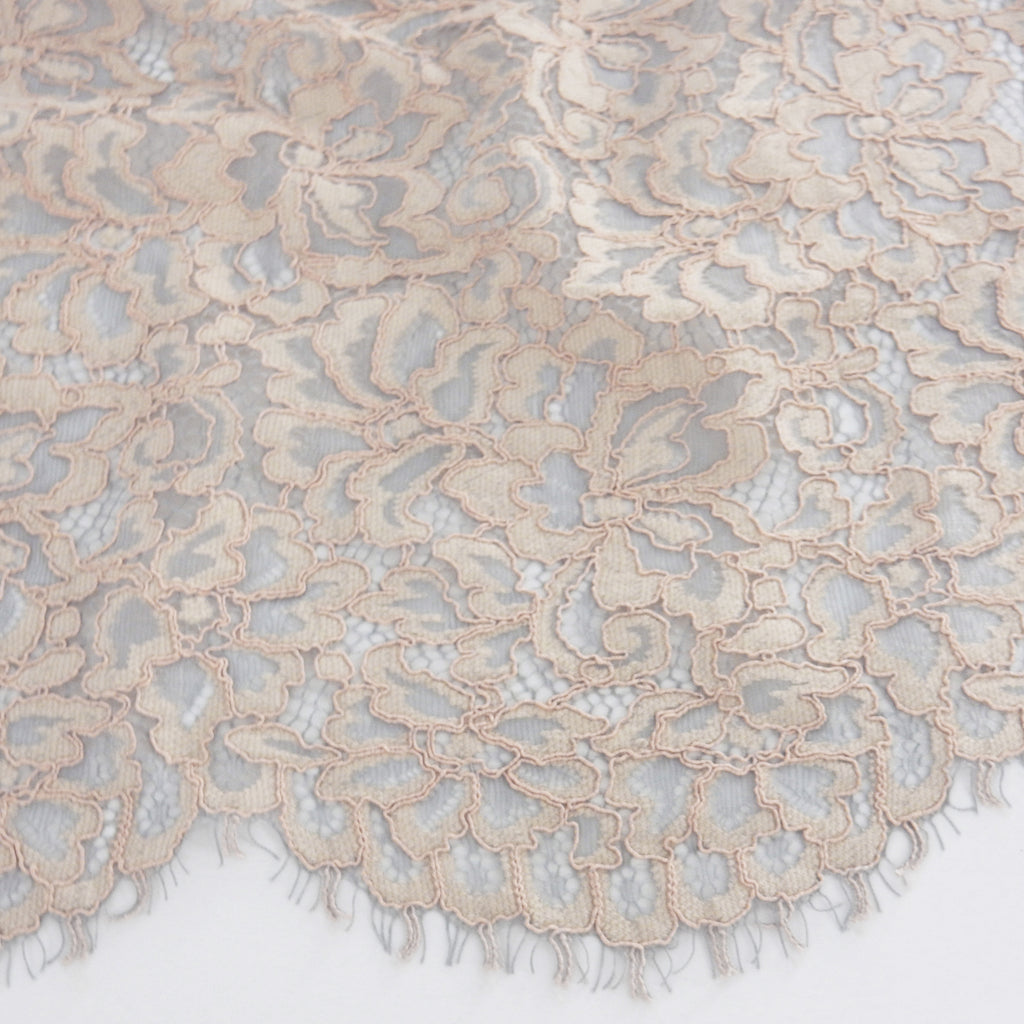 Double Sided Eyelash Scalloped Border Lace Fabric 3543 Dusty Blue/Seashell
