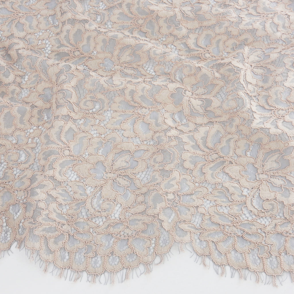 Double Sided Eyelash Scalloped Border Lace Fabric 3543 Dusty Blue/Seashell