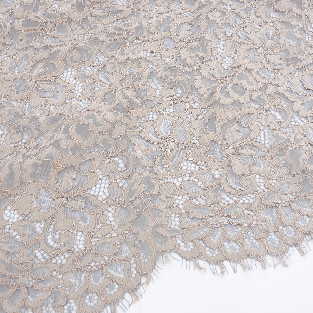 Double Sided Eyelash Scalloped Border Lace Fabric 3543 Dusty Blue/Seashell